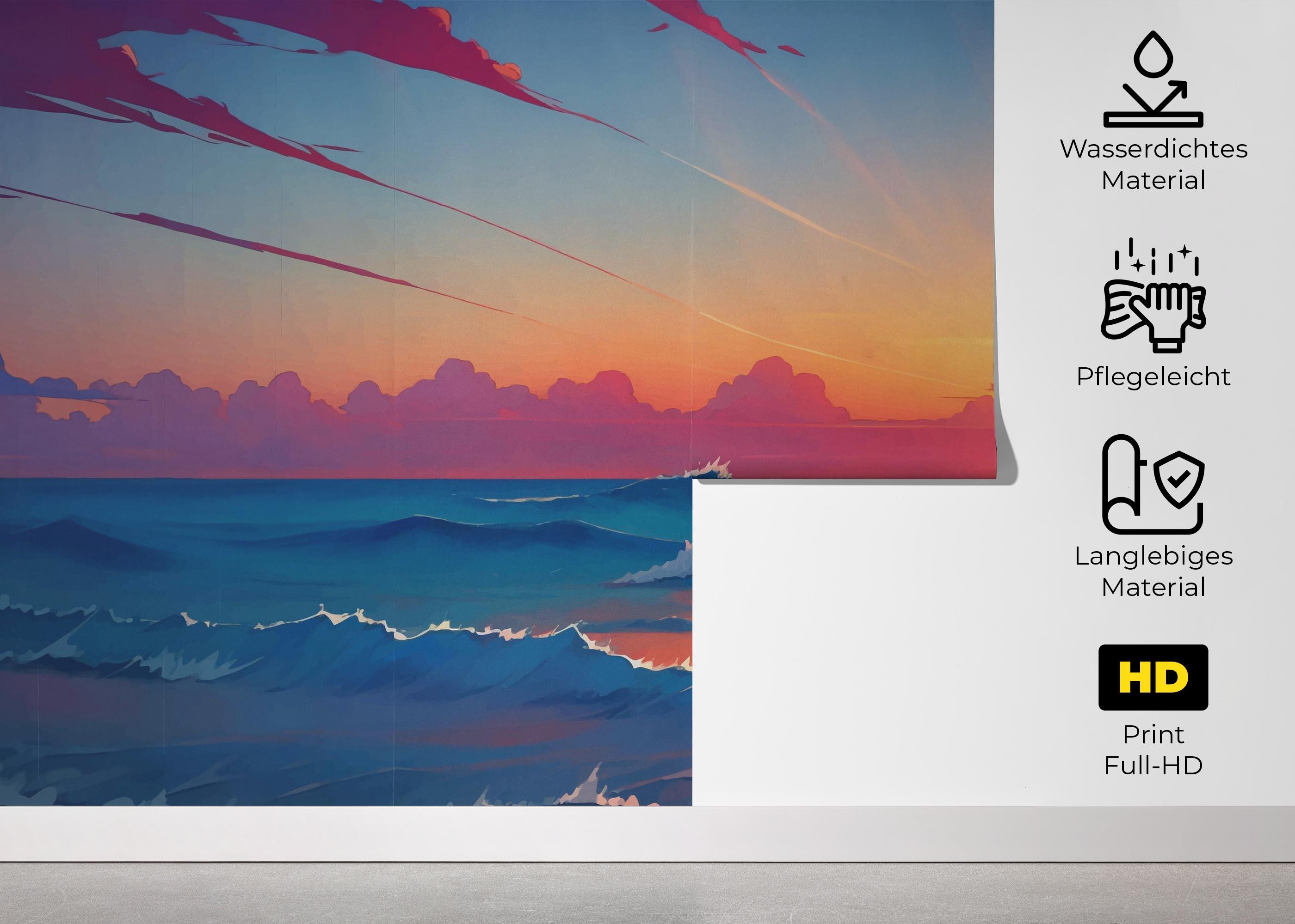 Fototapete Pink Sunset Ocean mockup 5