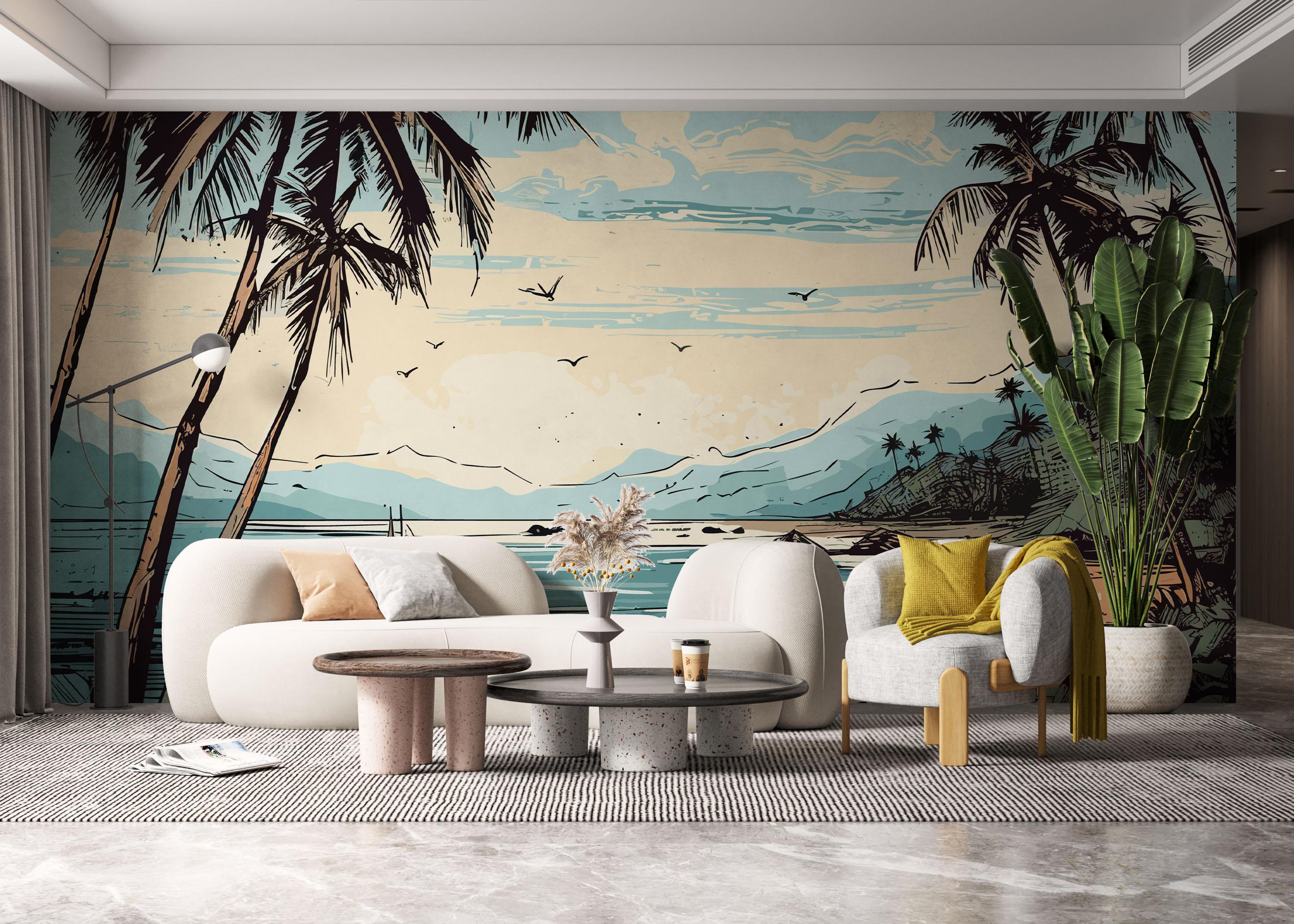 Fototapete Black Line Beach mockup 6