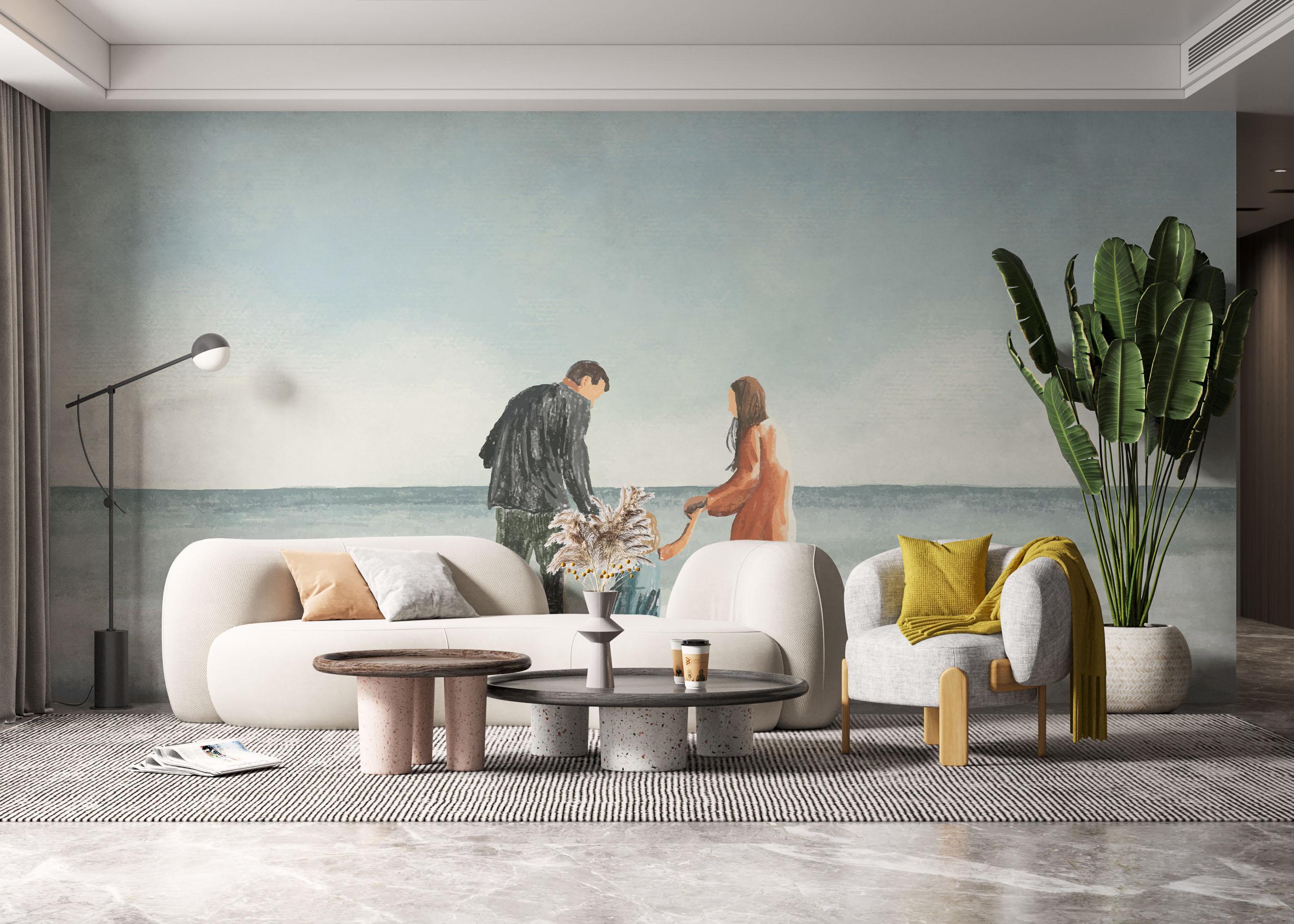 Fototapete Family Beach Art mockup 6