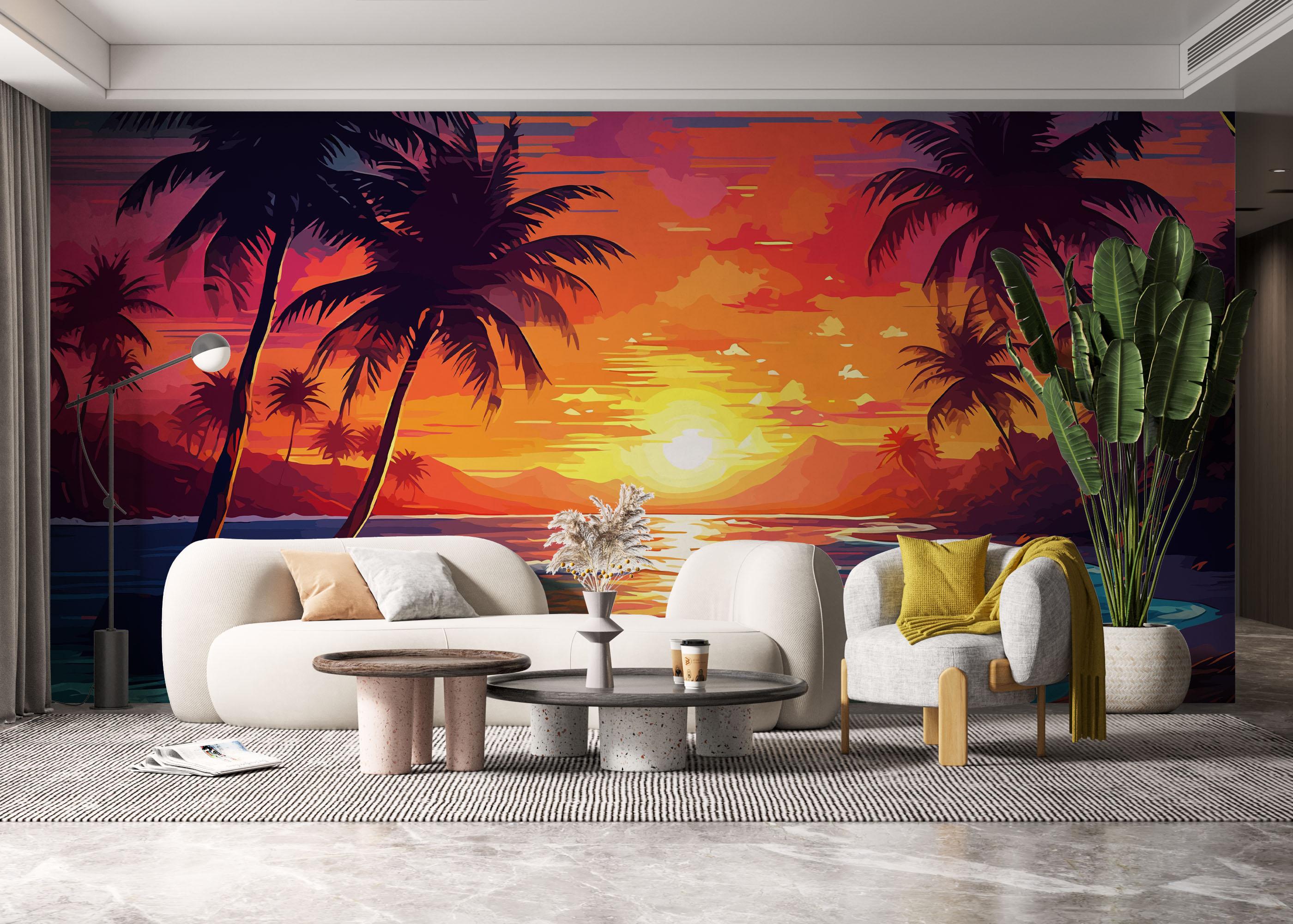 Fototapete Orange Light Beach mockup 6