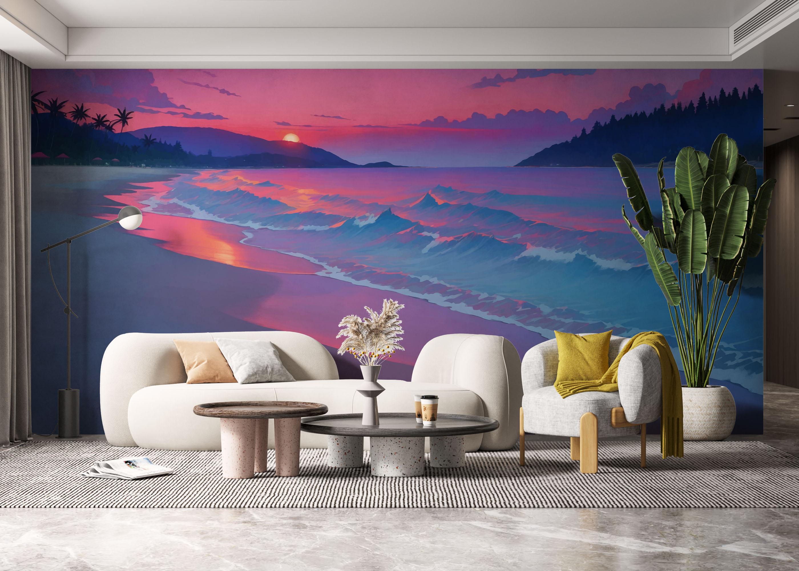 Fototapete Purple View Beach mockup 6