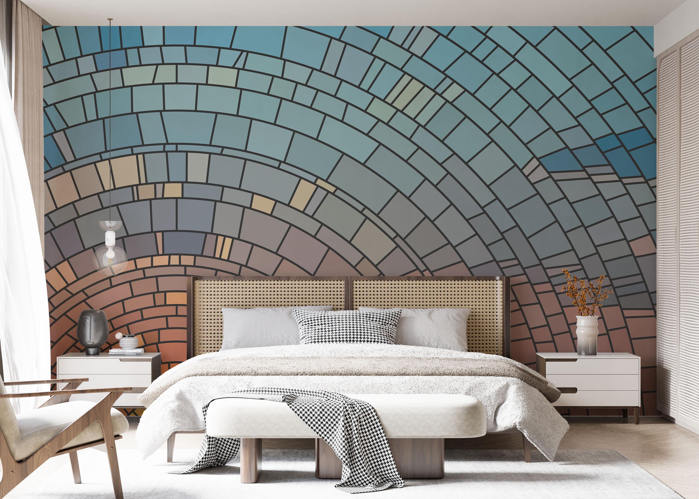 Fototapete Circle Glass Sunset mockup 7