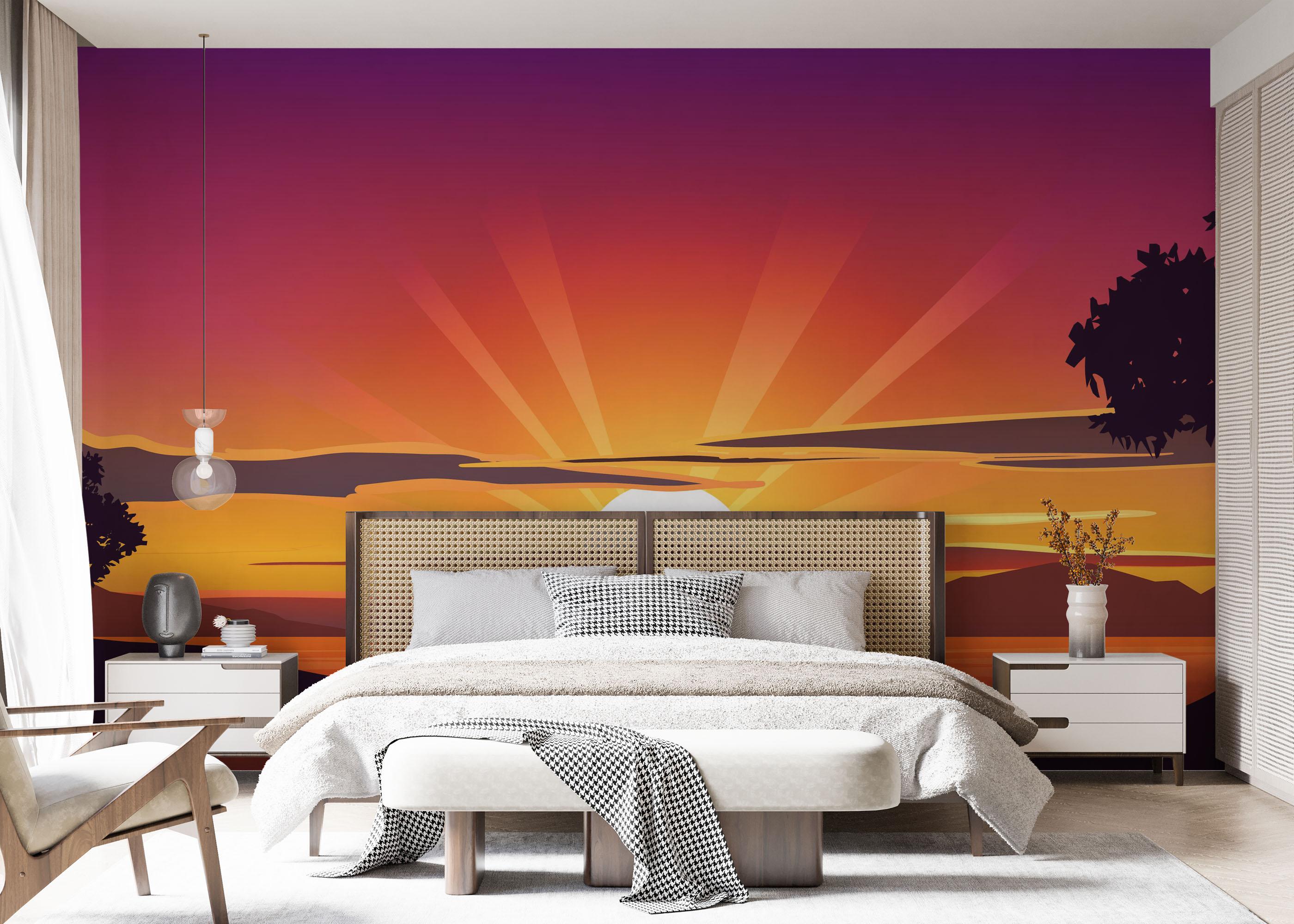 Fototapete Purple Sunrise Boat mockup 7