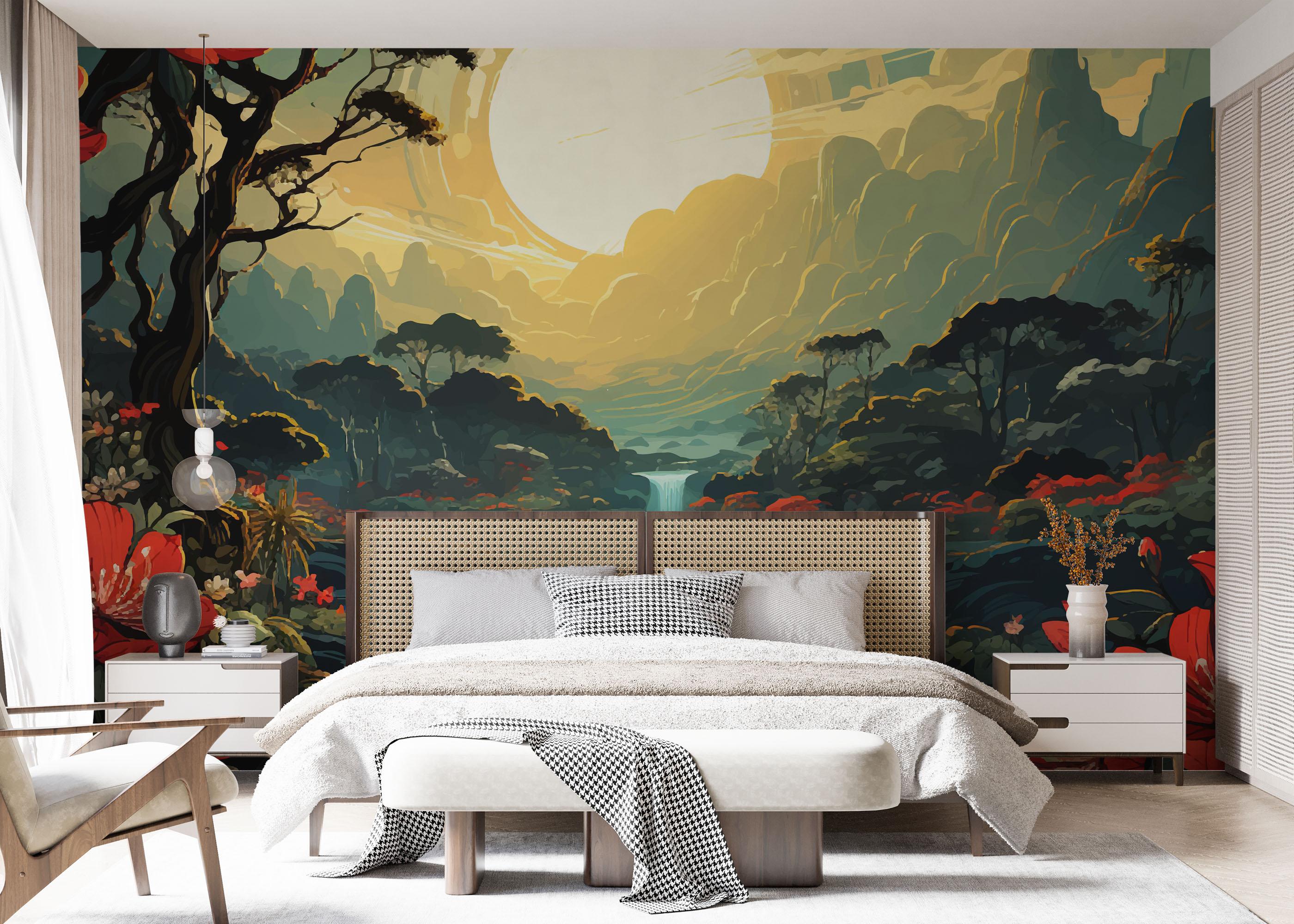 Fototapete Red Flower Sunset mockup 7