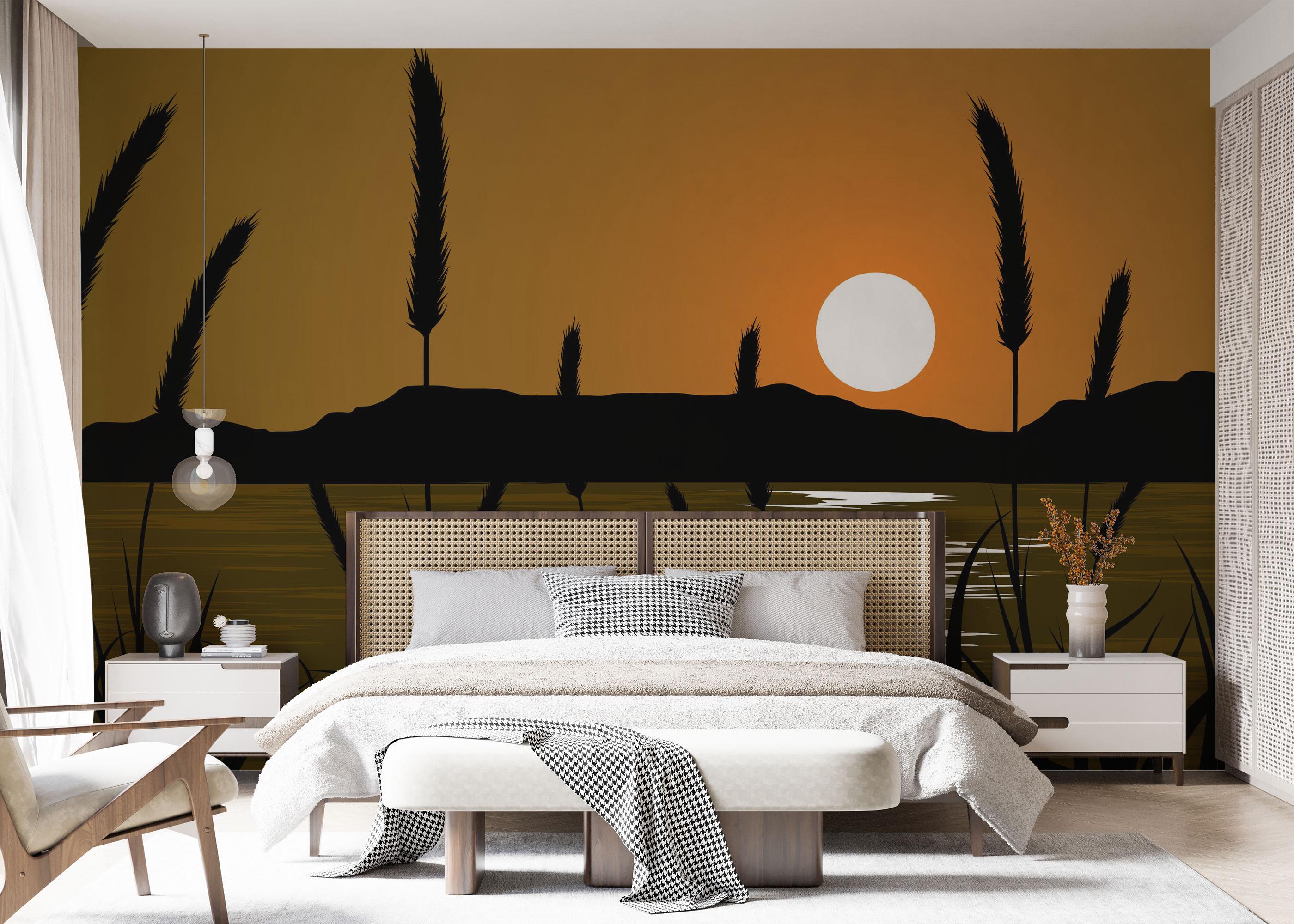 Fototapete Sunset River Plant mockup 7