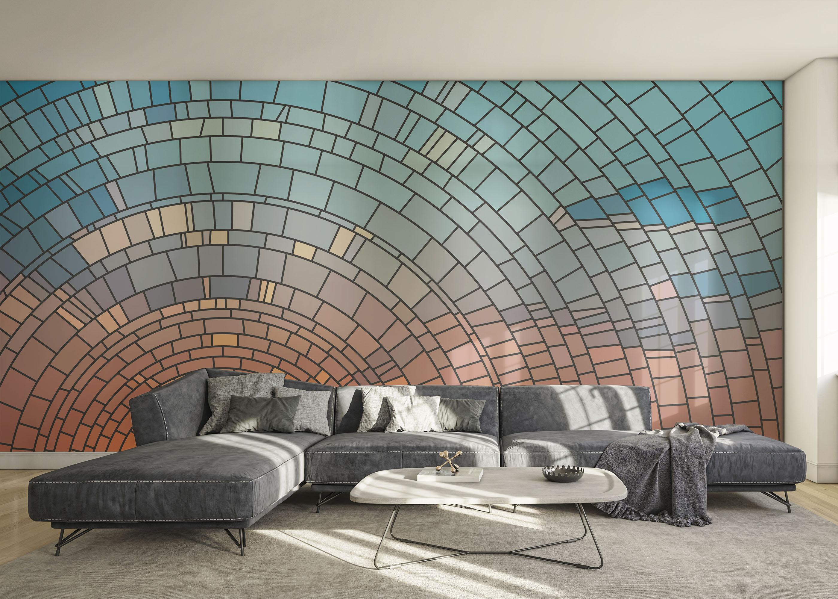 Fototapete Circle Glass Sunset mockup 0