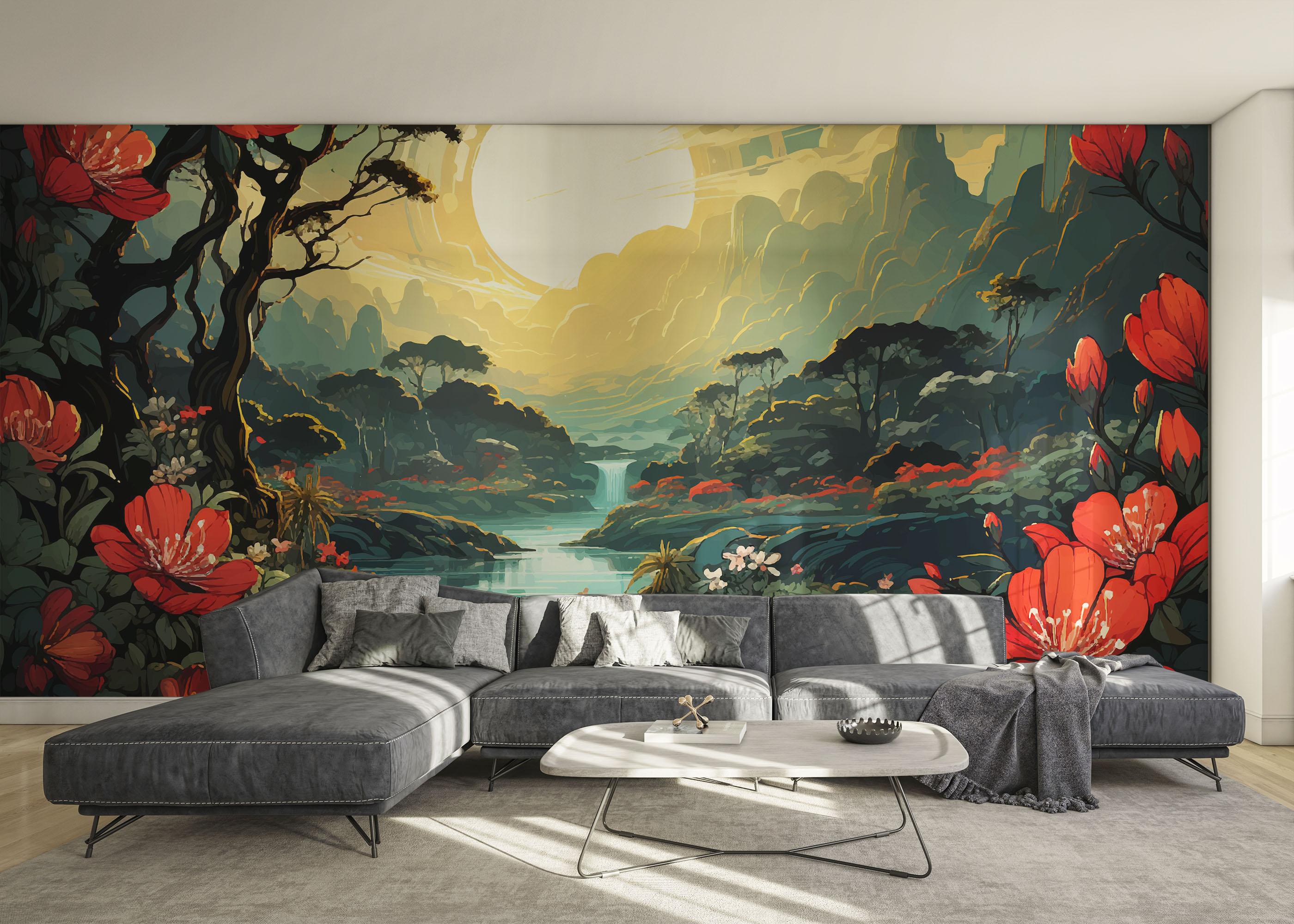 Fototapete Red Flower Sunset mockup 0