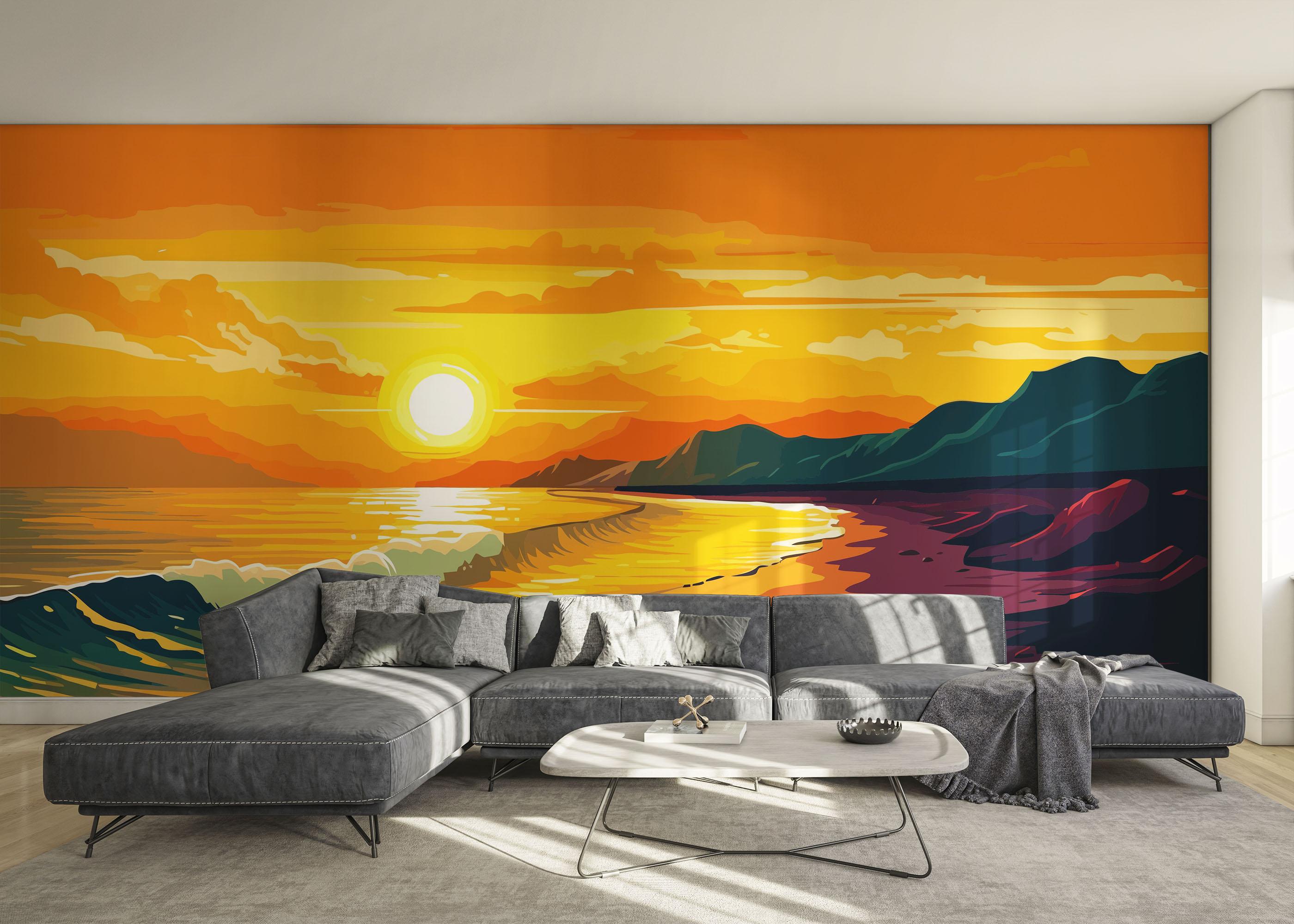 Fototapete Sunset Art Beach mockup 0