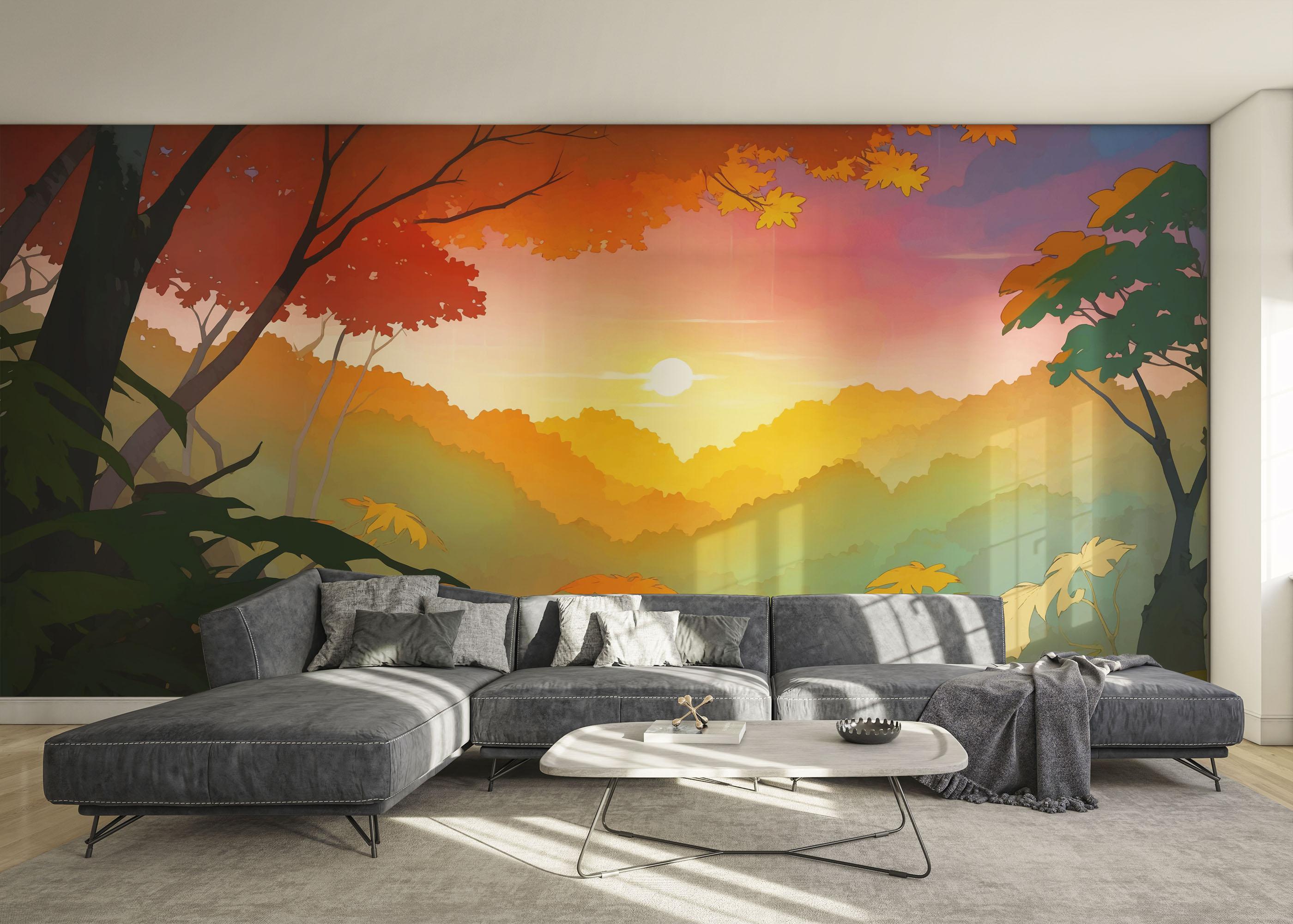 Fototapete Sunset Autumn View mockup 0
