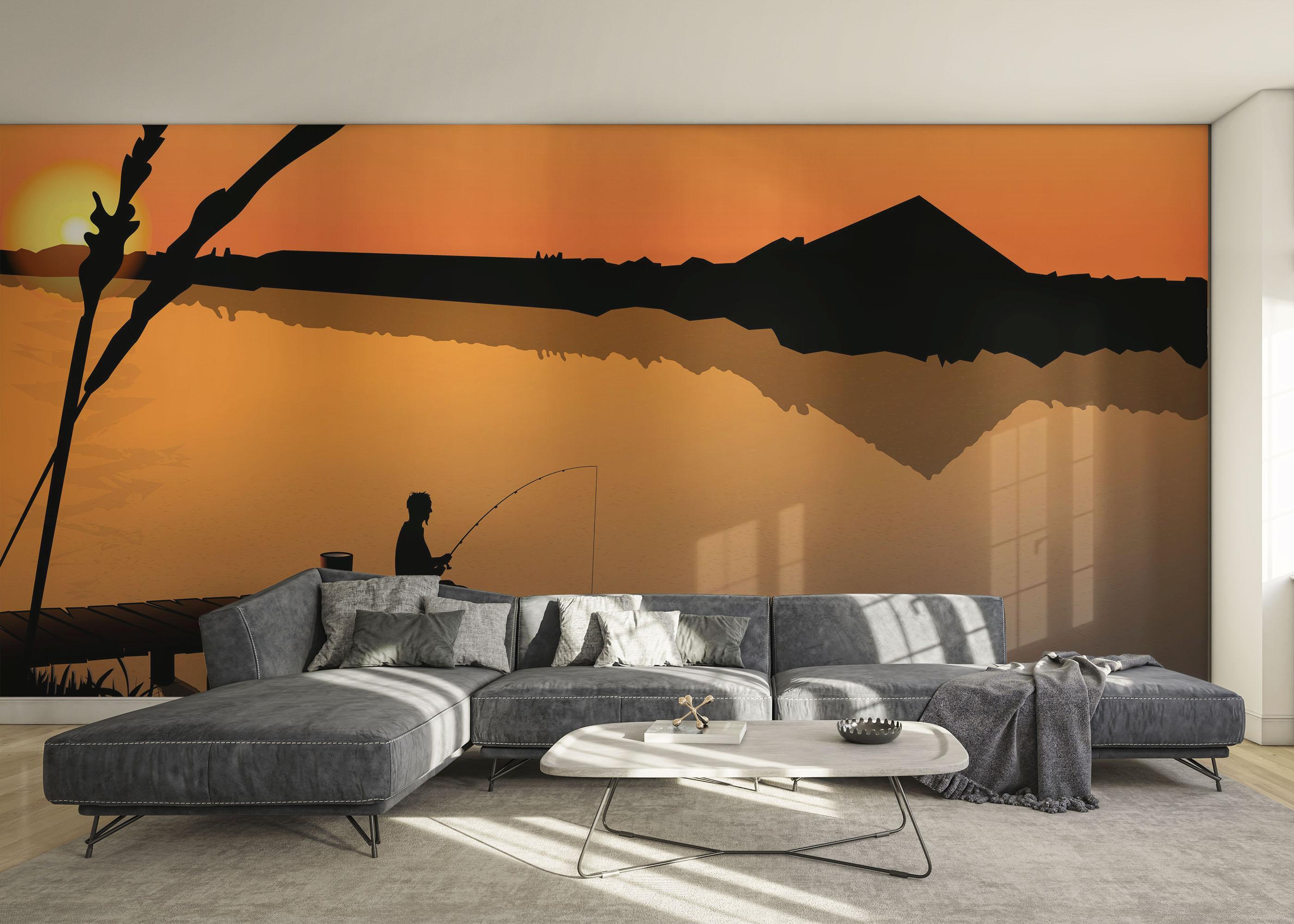 Fototapete Sunset Fisherman mockup 0