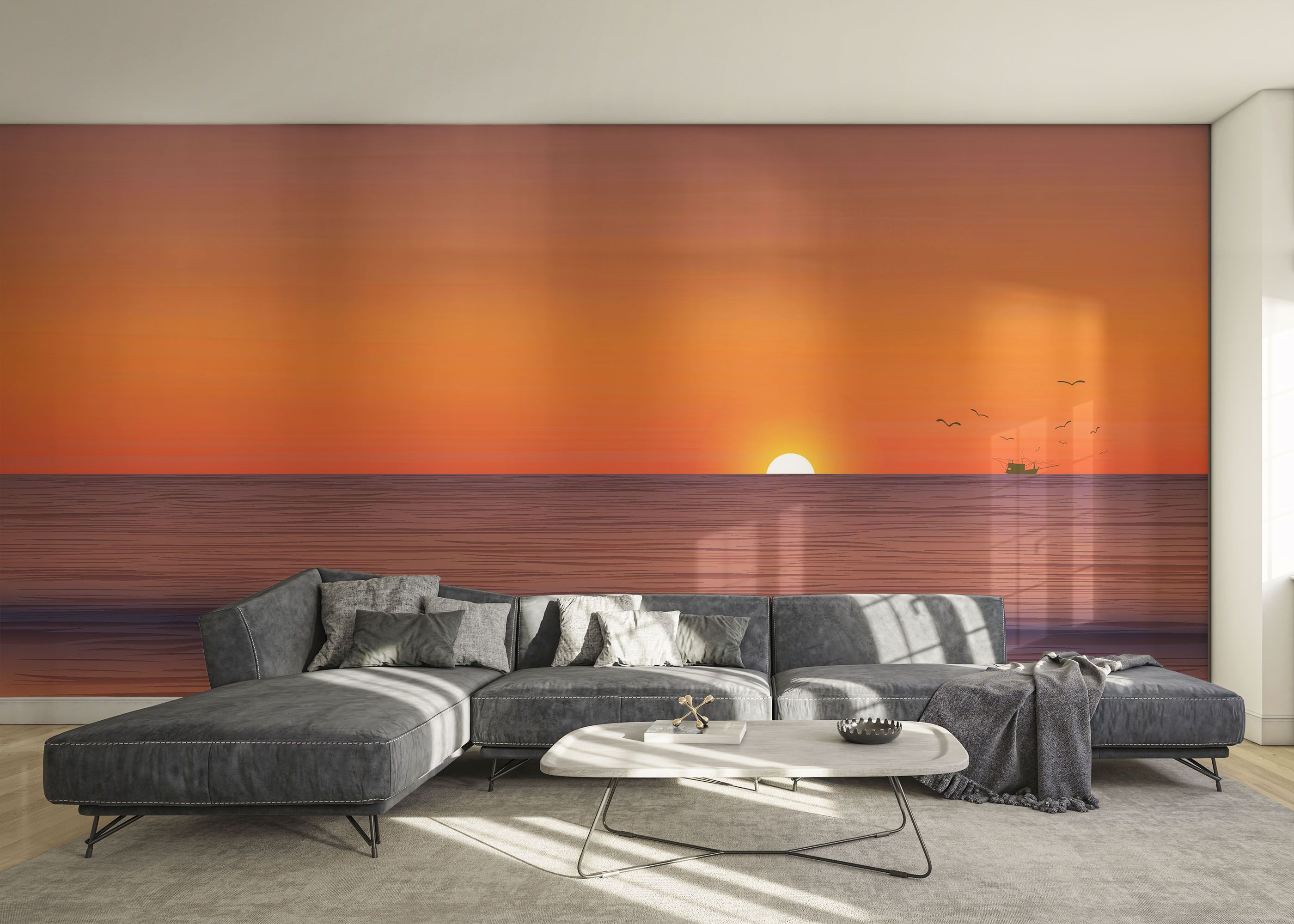 Sunset Green Boat mockup 0