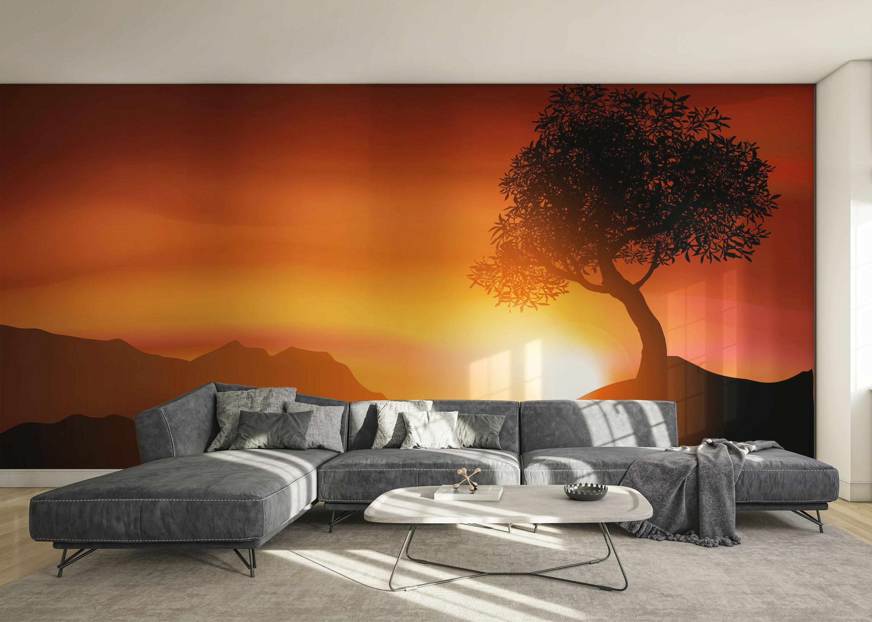 Fototapete Sunset Red Glow mockup 0