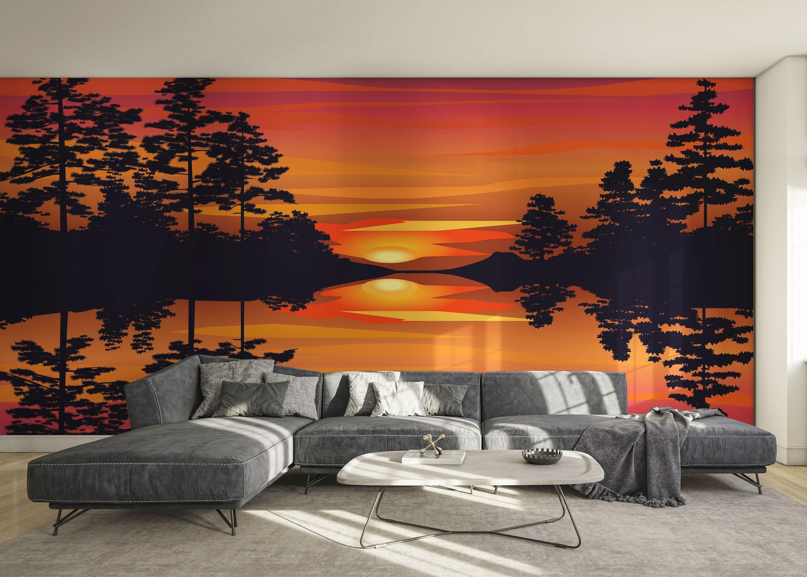 Fototapete Sunset Reflection Art mockup 0