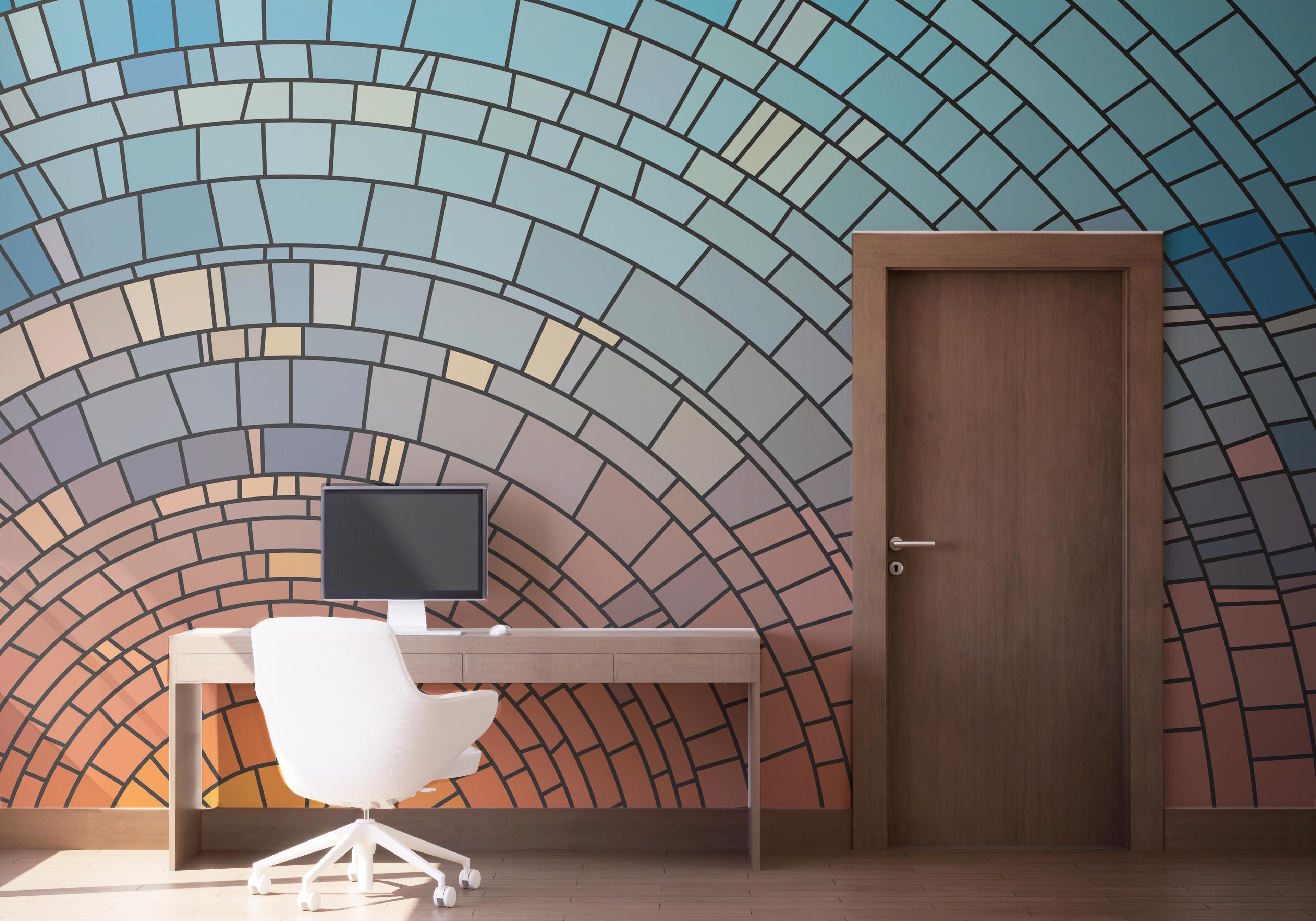 Fototapete Circle Glass Sunset mockup 1