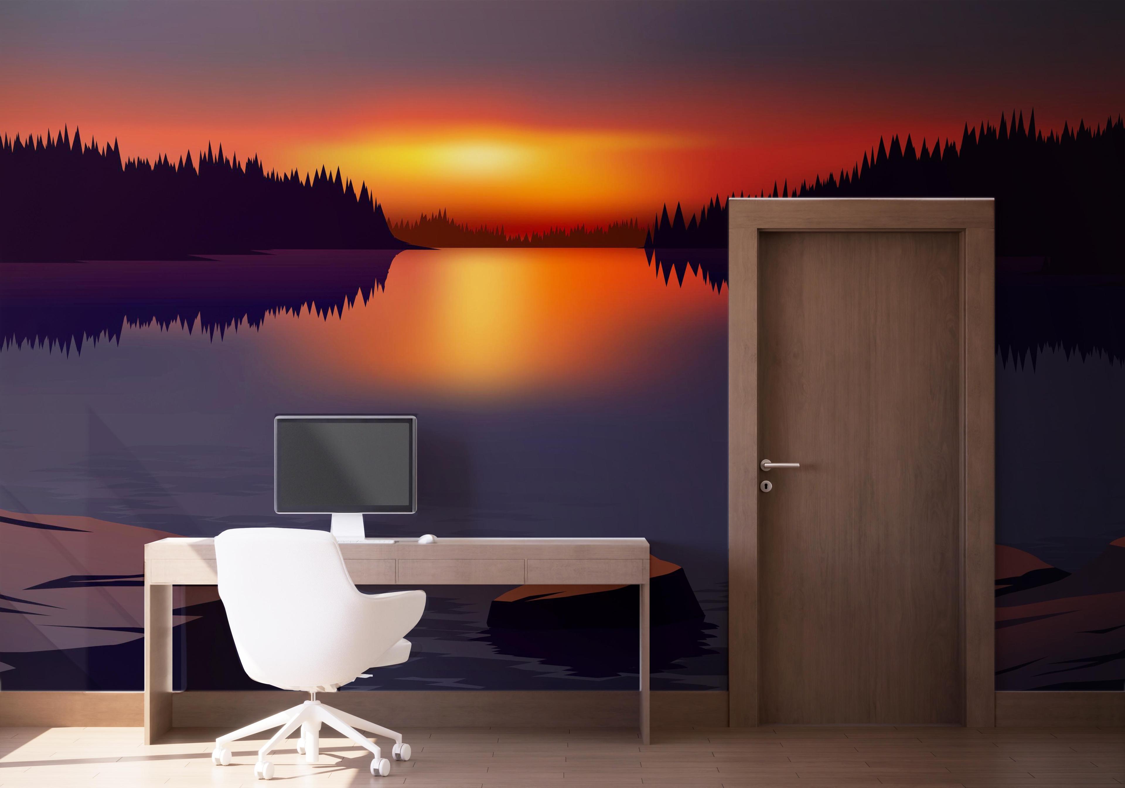 Fototapete Small Sunset Art mockup 1