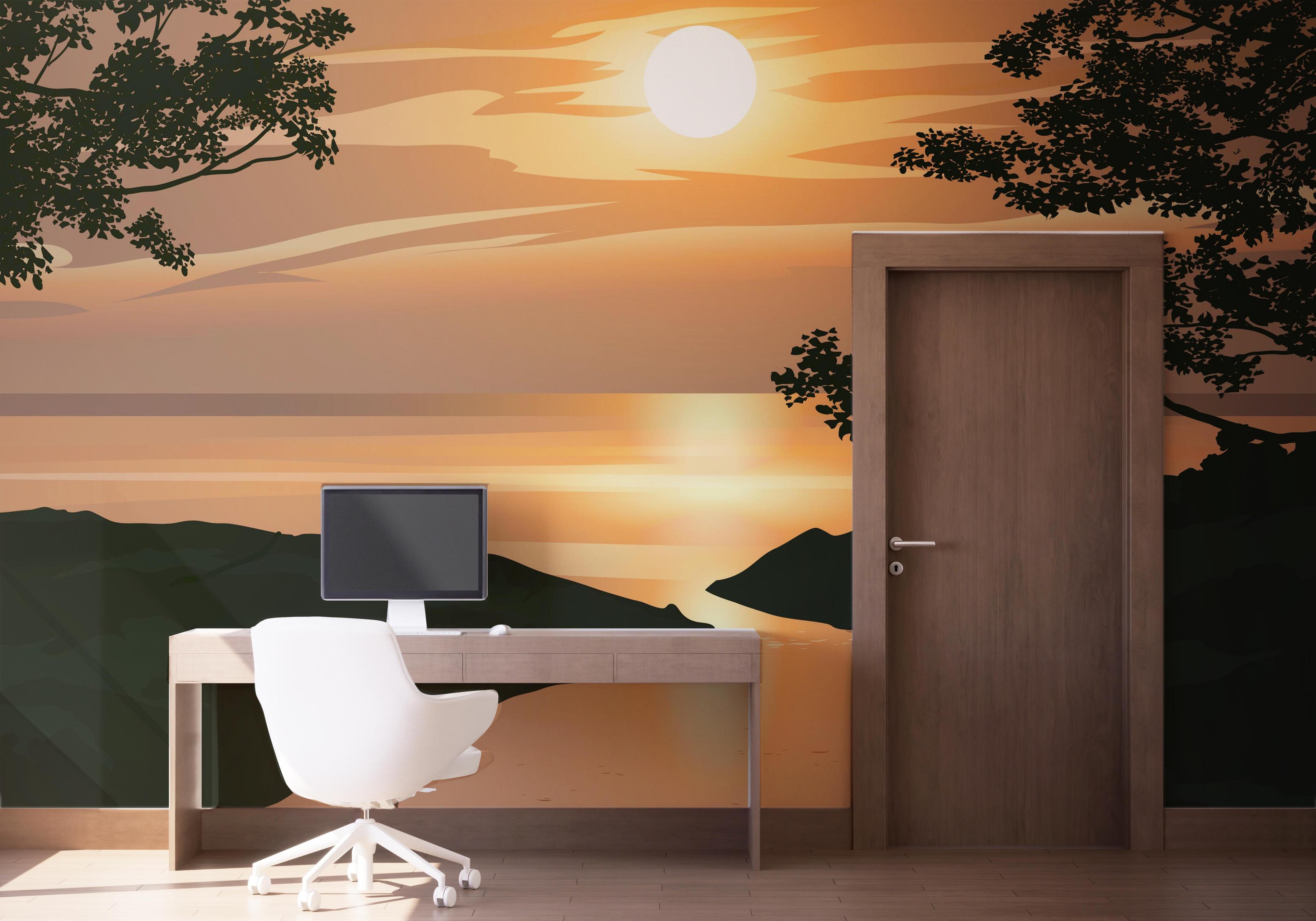 Fototapete Sunset Cream River mockup 1