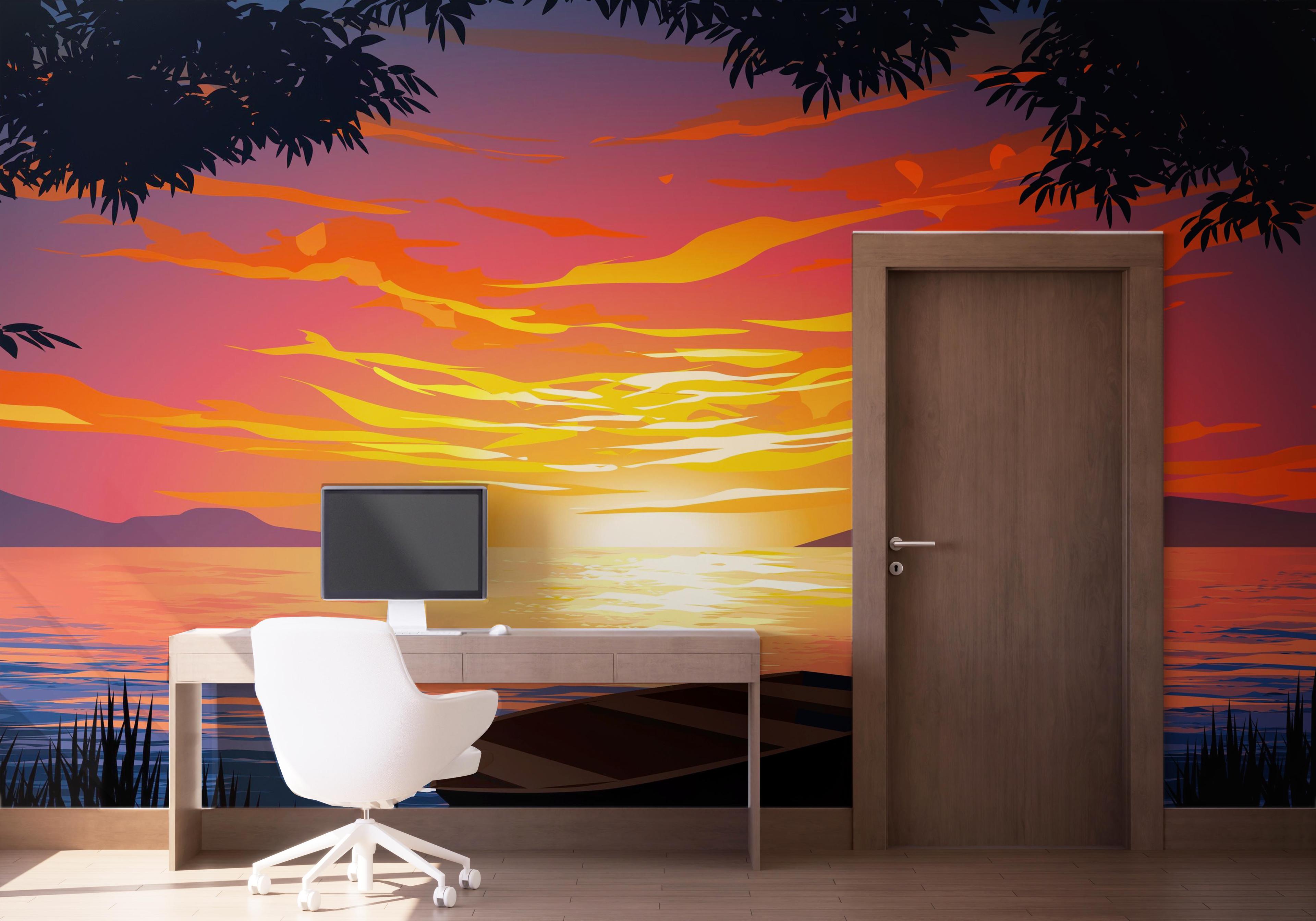 Fototapete Sunset Orange Cloud mockup 1
