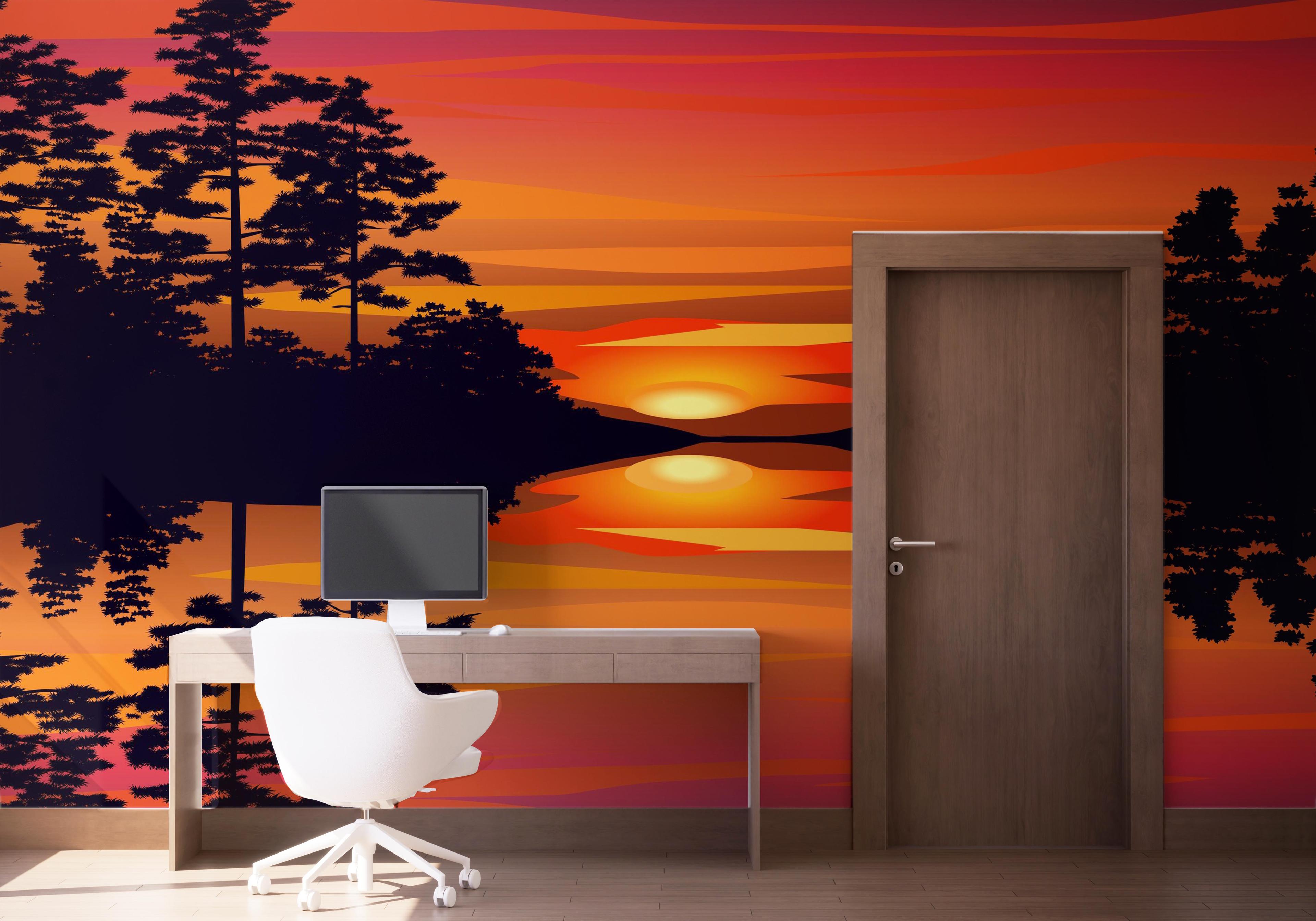 Fototapete Sunset Reflection Art mockup 1