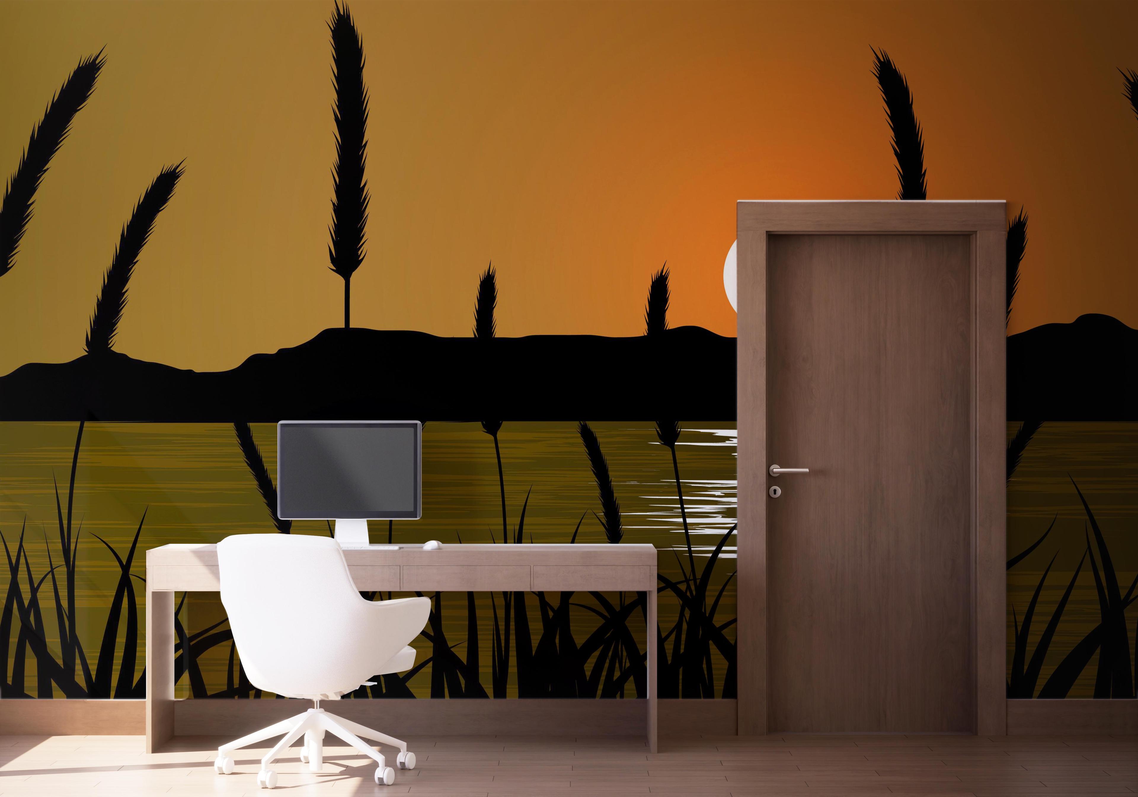 Fototapete Sunset River Plant mockup 1