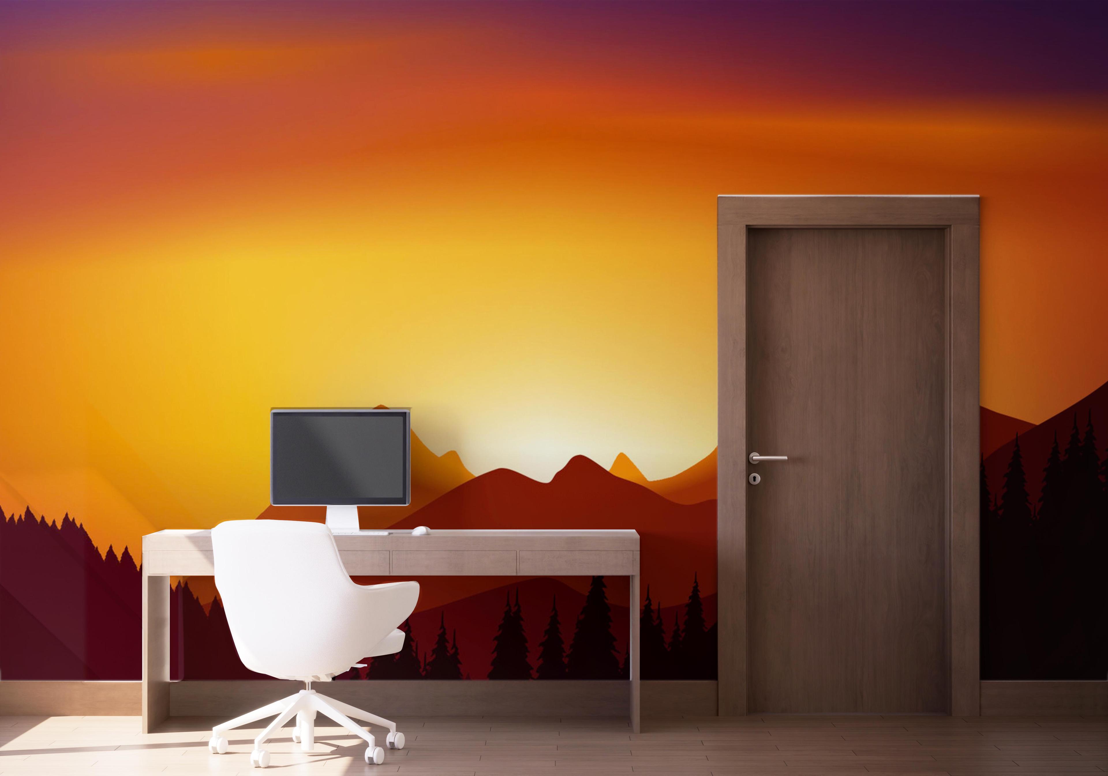 Fototapete Sunset View Mountain mockup 1