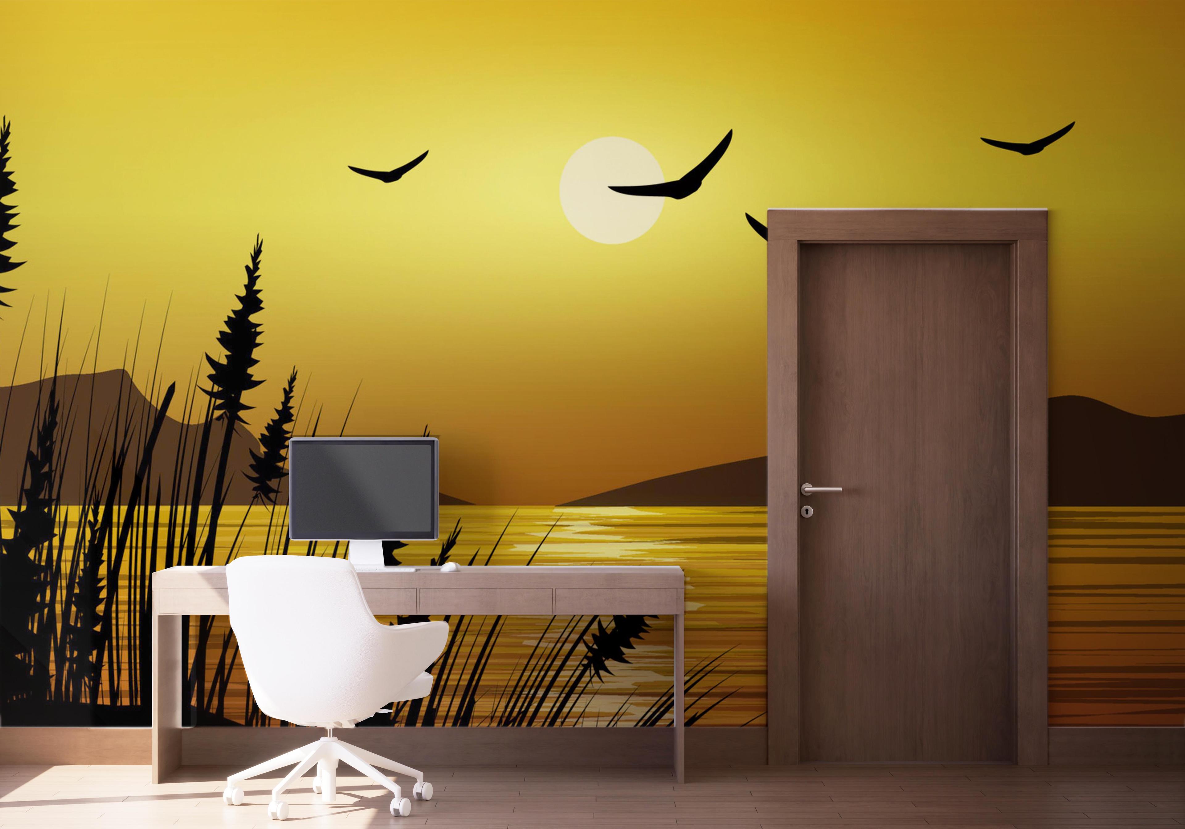 Fototapete Yellow Sky Plant mockup 1