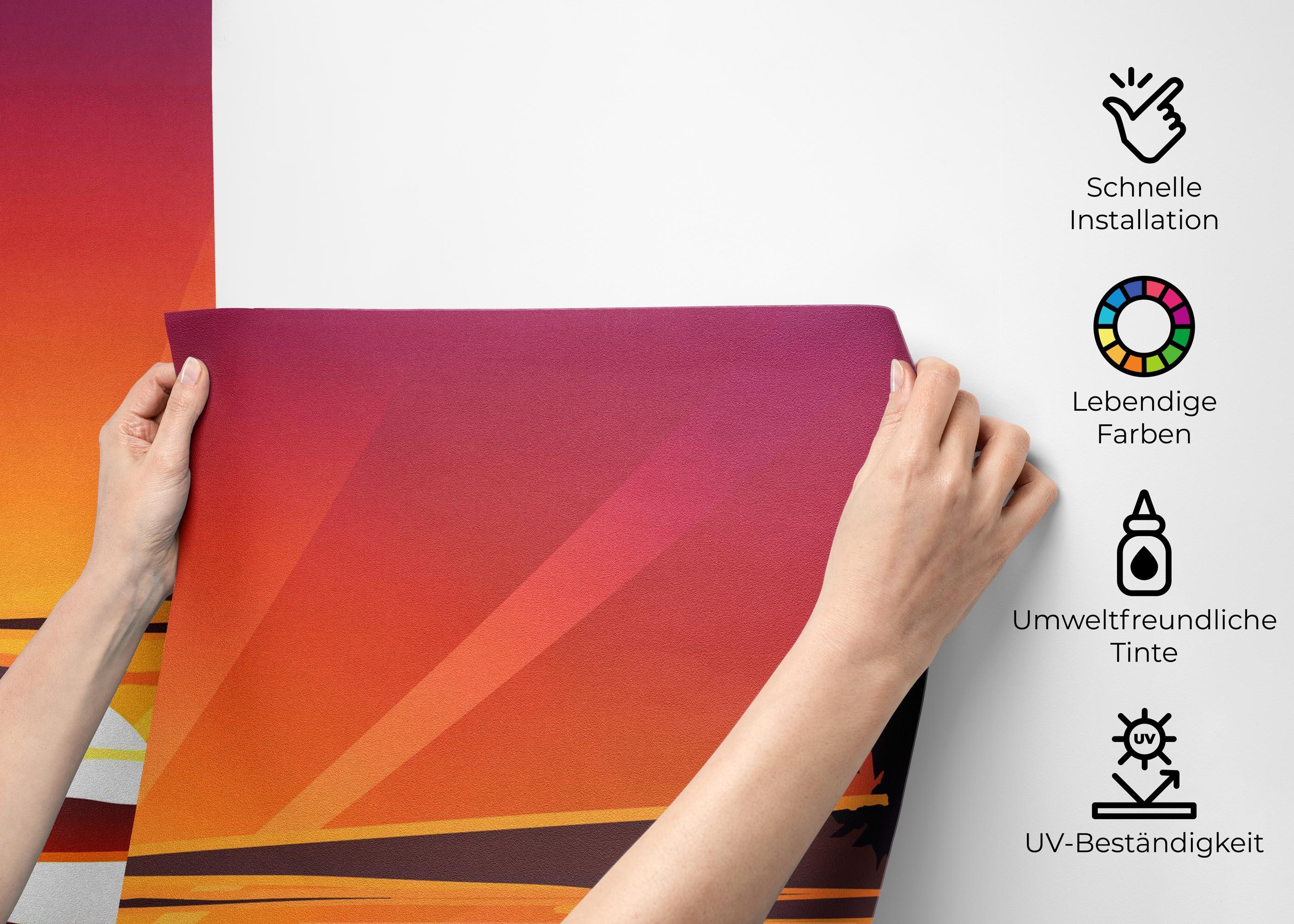 Fototapete Purple Sunrise Boat mockup 2