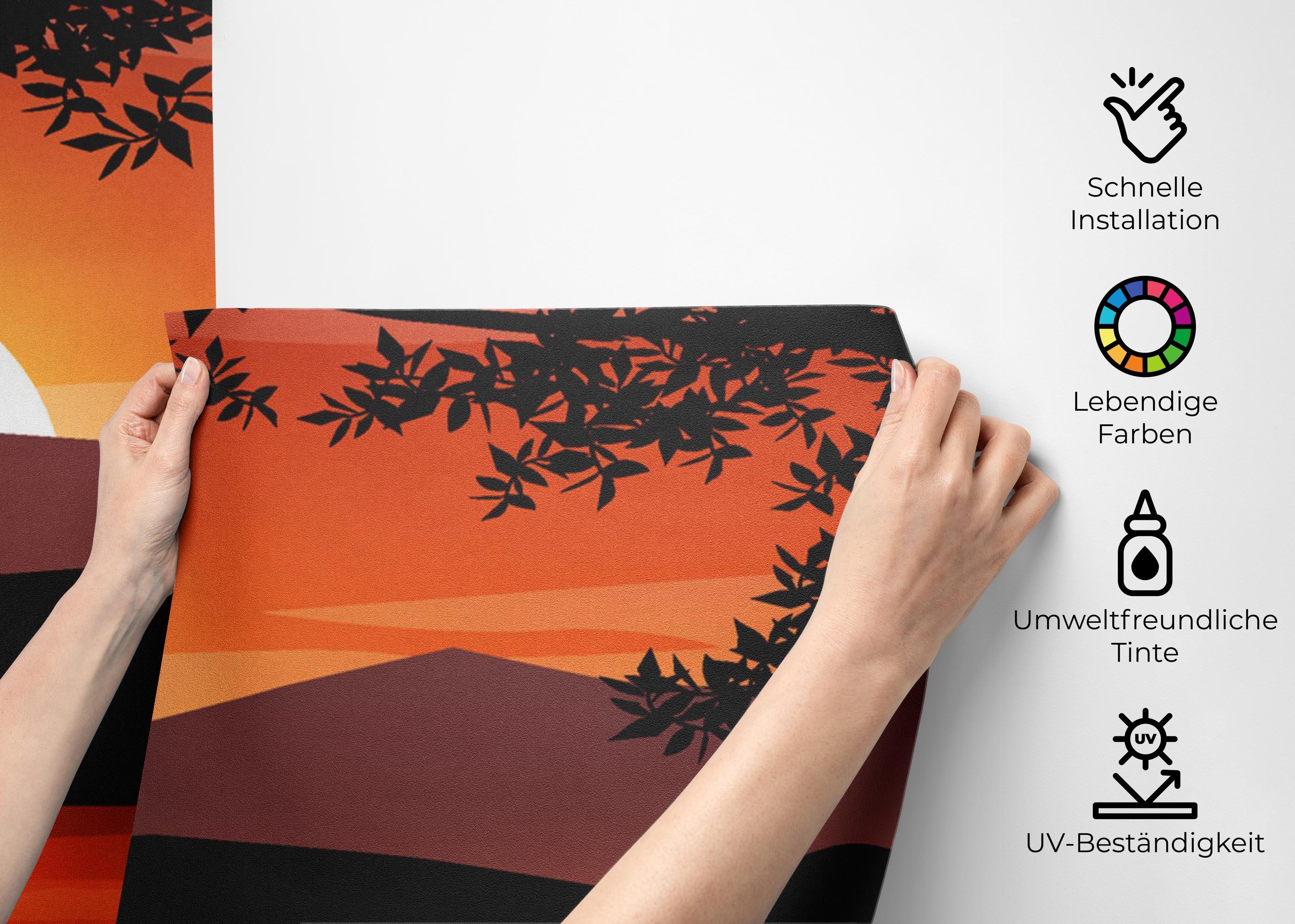 Fototapete Red Sunset Hill mockup 2