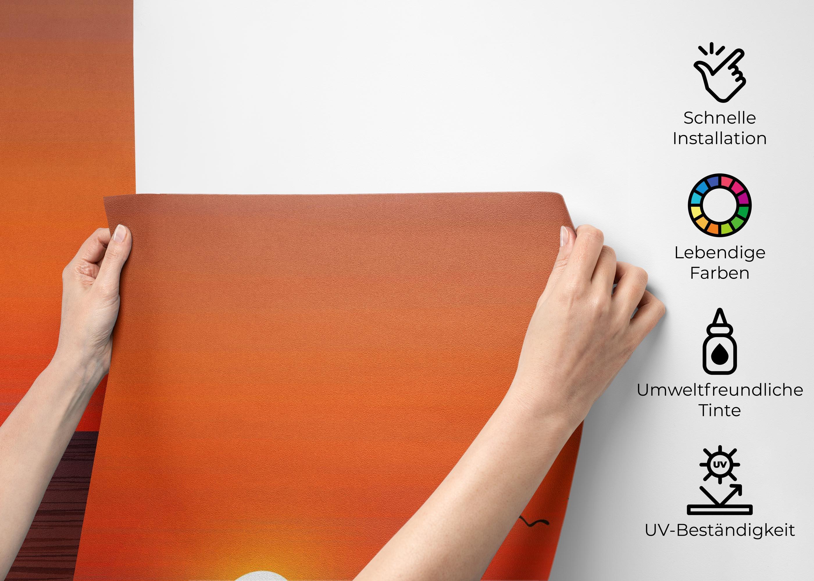 Fototapete Sunset Green Boat mockup 2