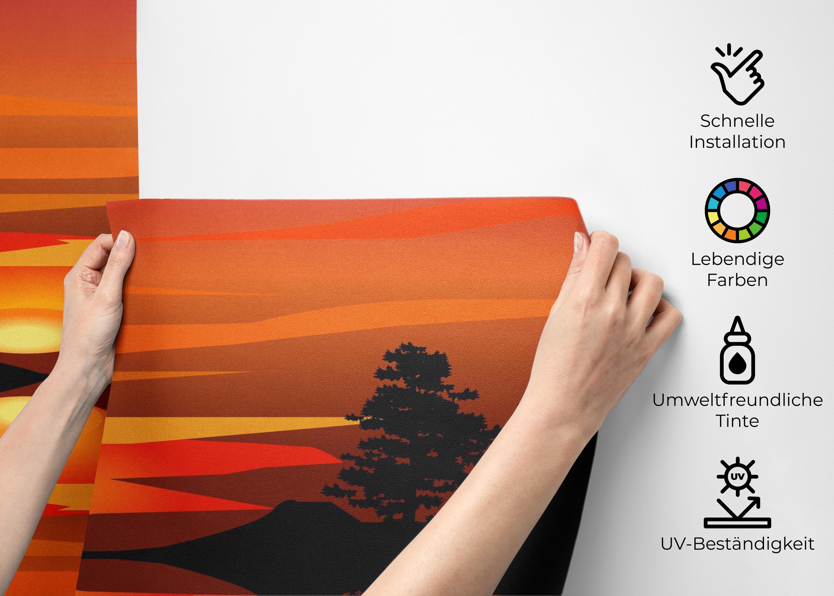 Fototapete Sunset Reflection Art mockup 2