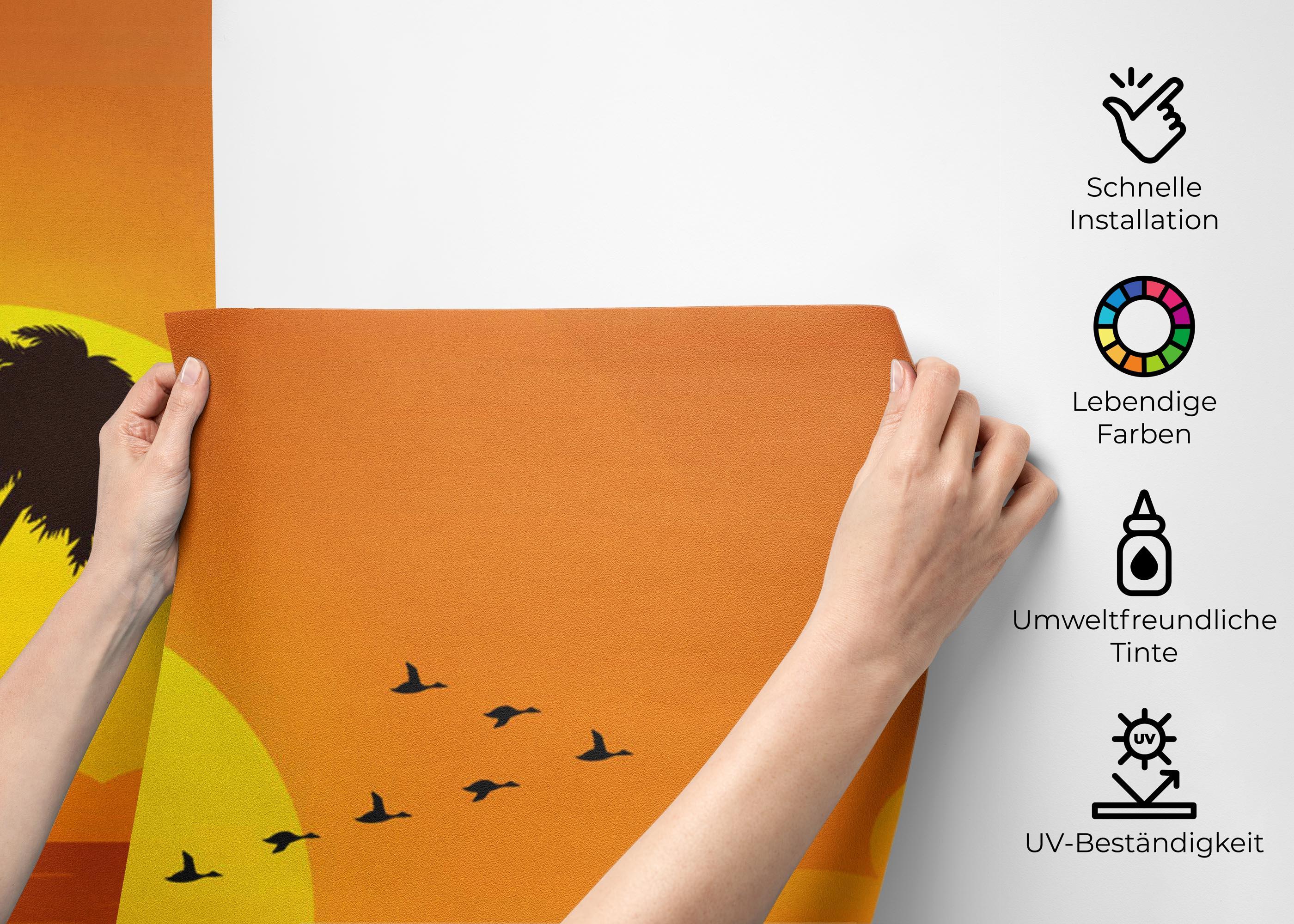 Fototapete Yellow Sunset Palm mockup 2