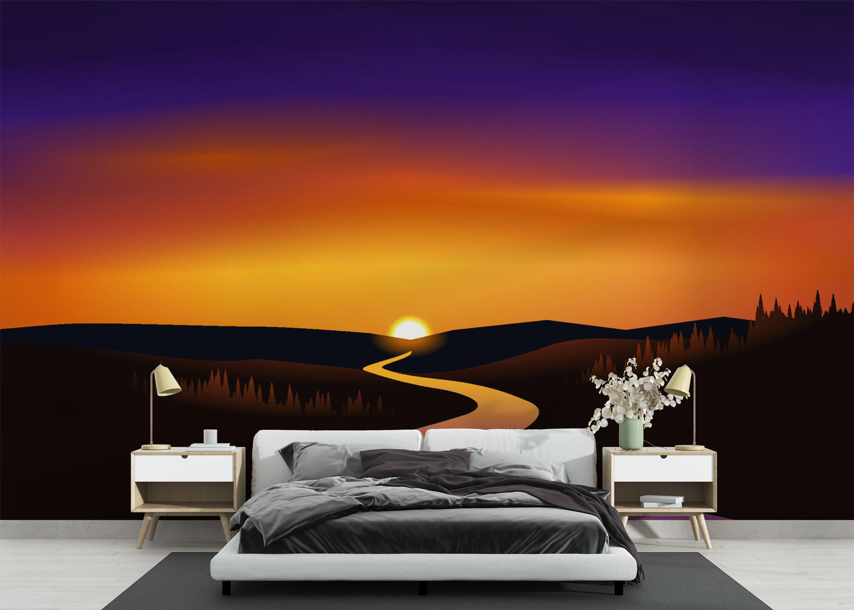 Fototapete Purple River Sunset mockup 3