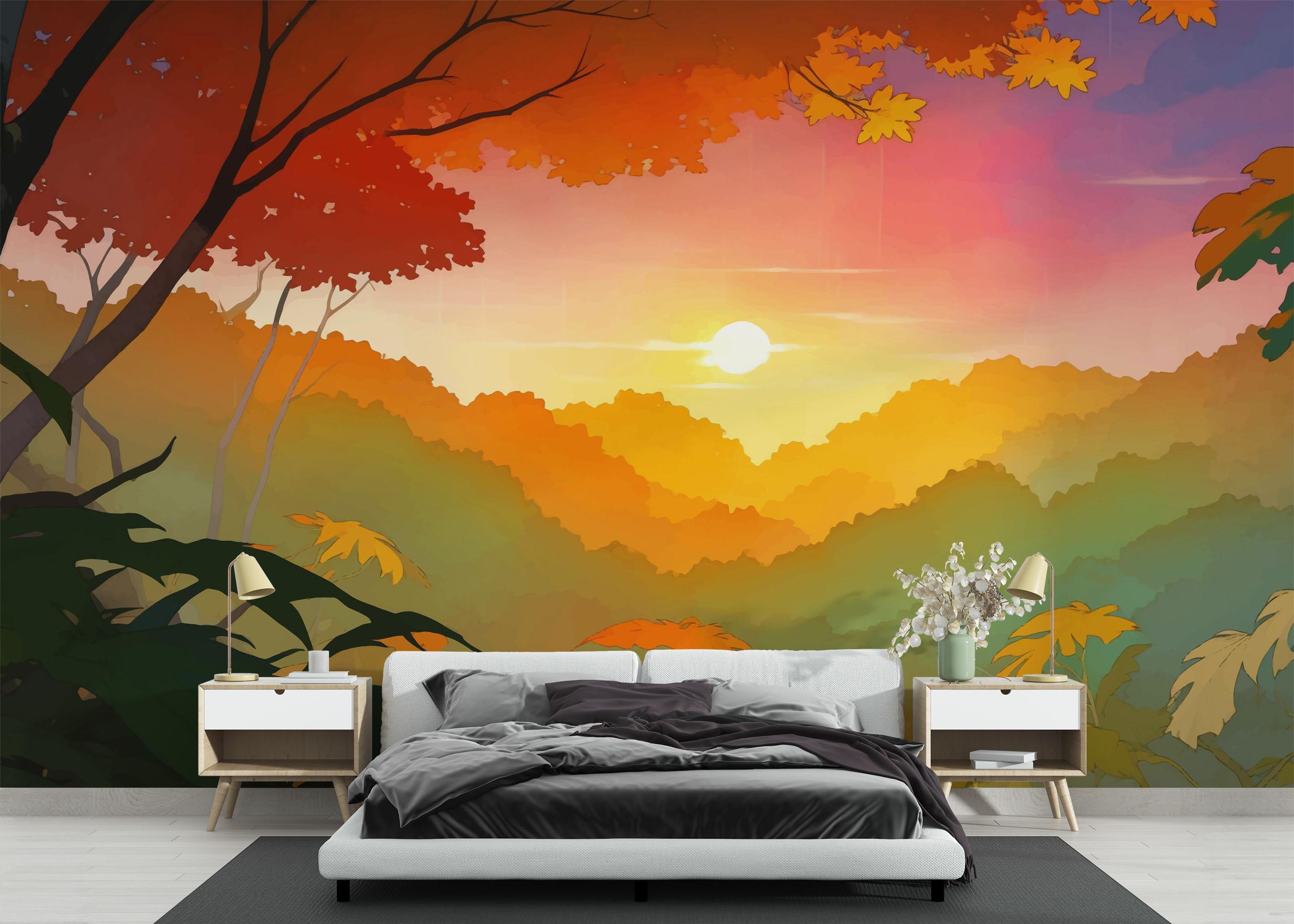 Fototapete Sunset Autumn View mockup 3