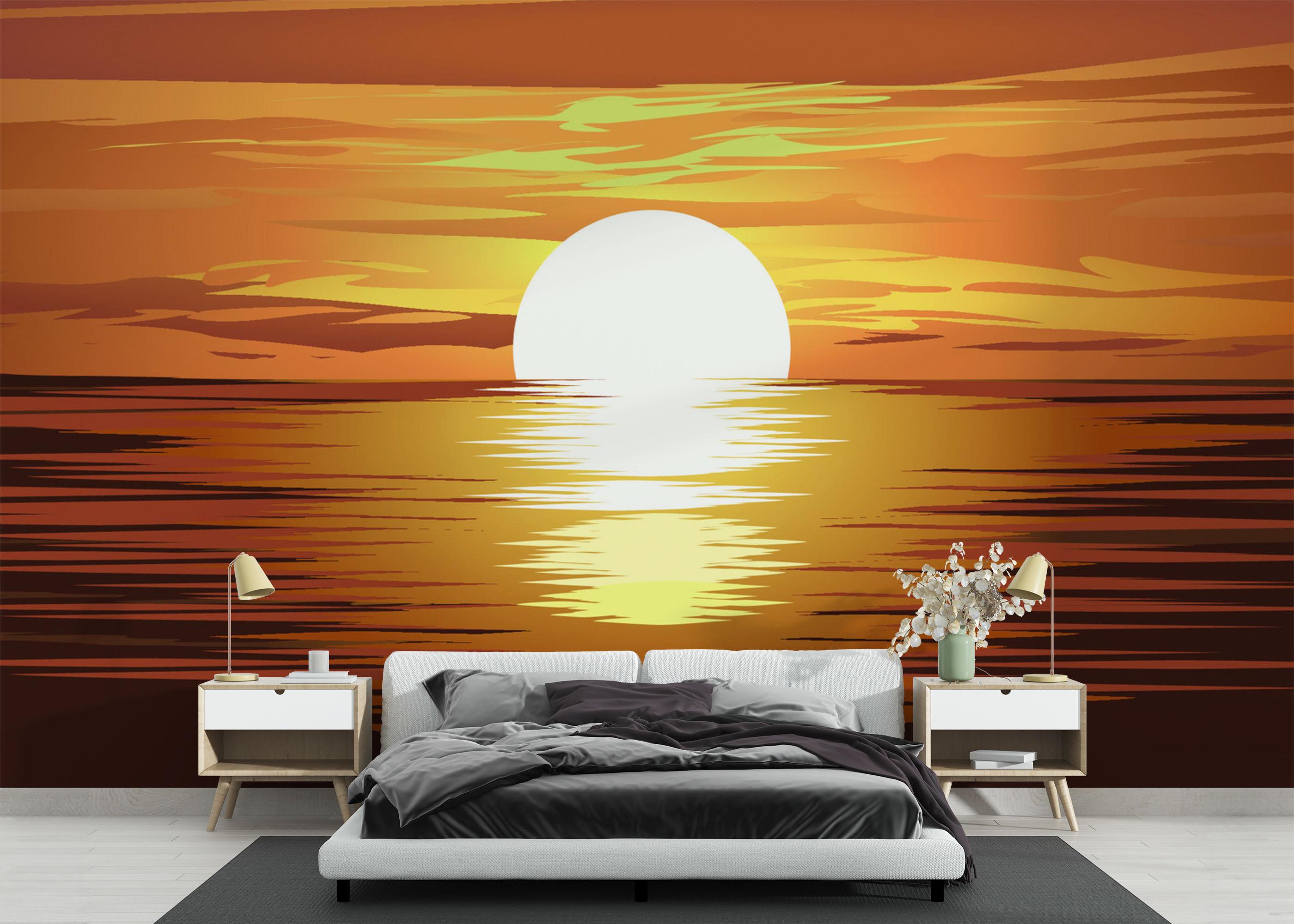Fototapete Sunset Brown Ocean mockup 3