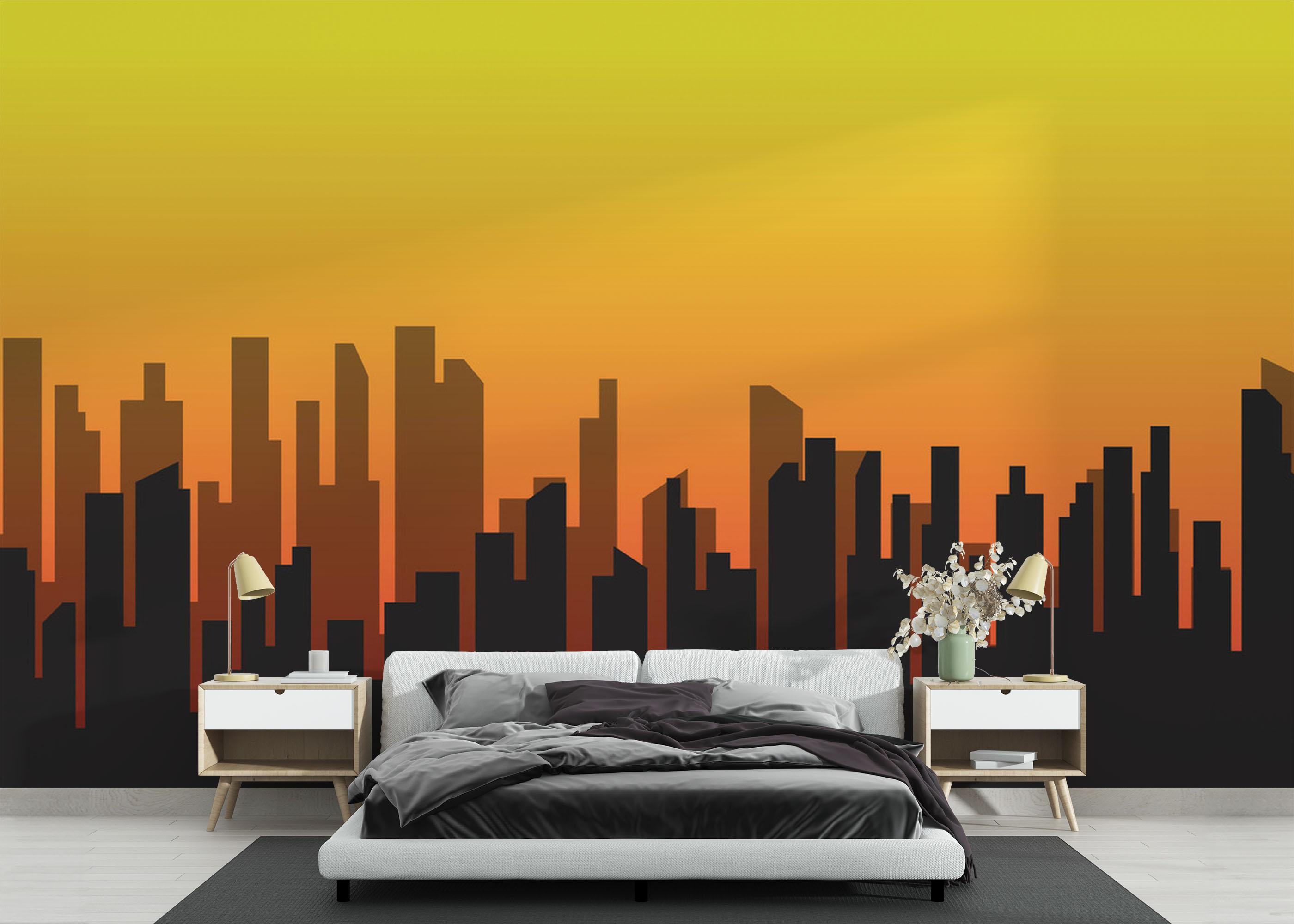 Fototapete Sunset City Shadow mockup 3