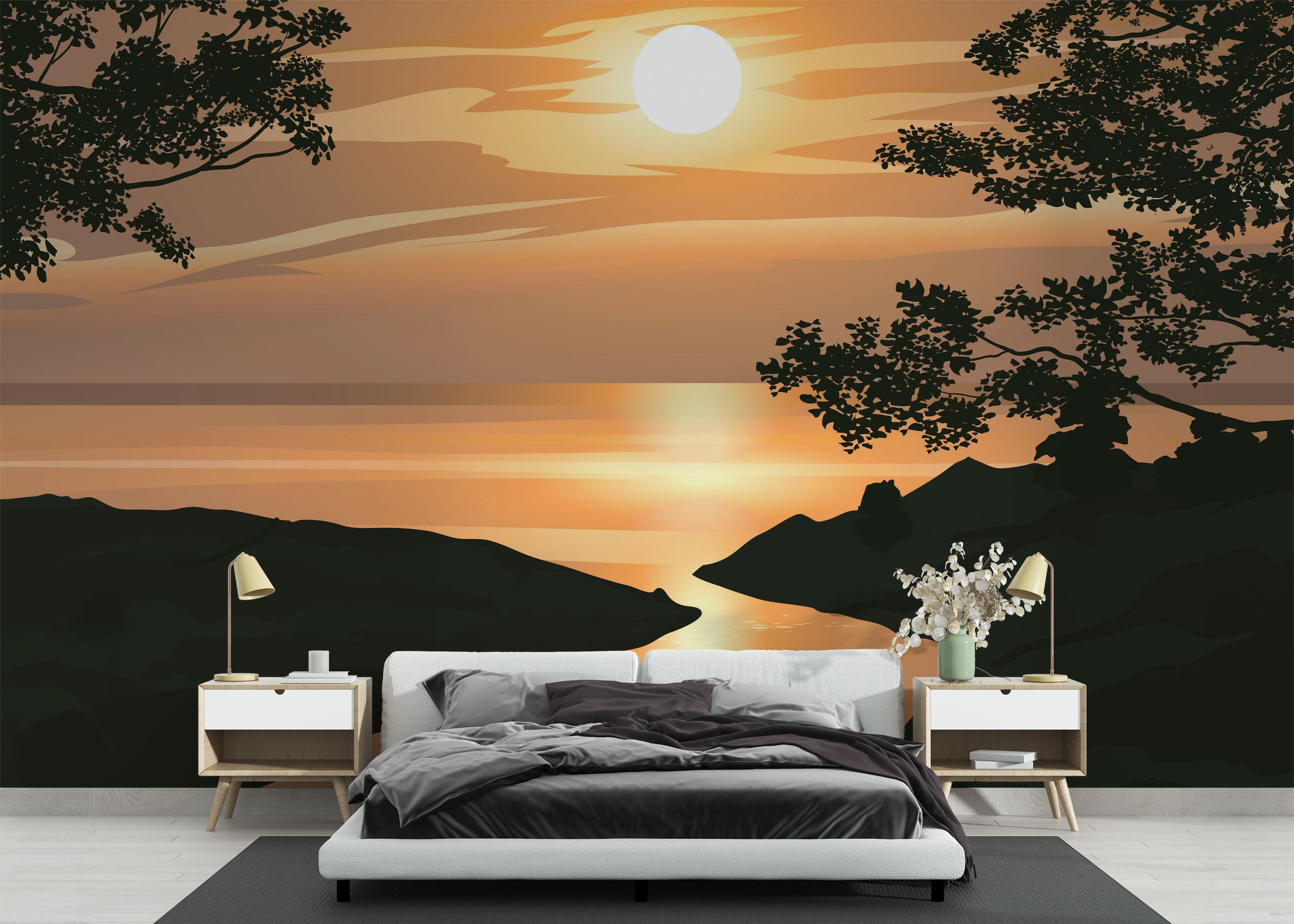 Fototapete Sunset Cream River mockup 3