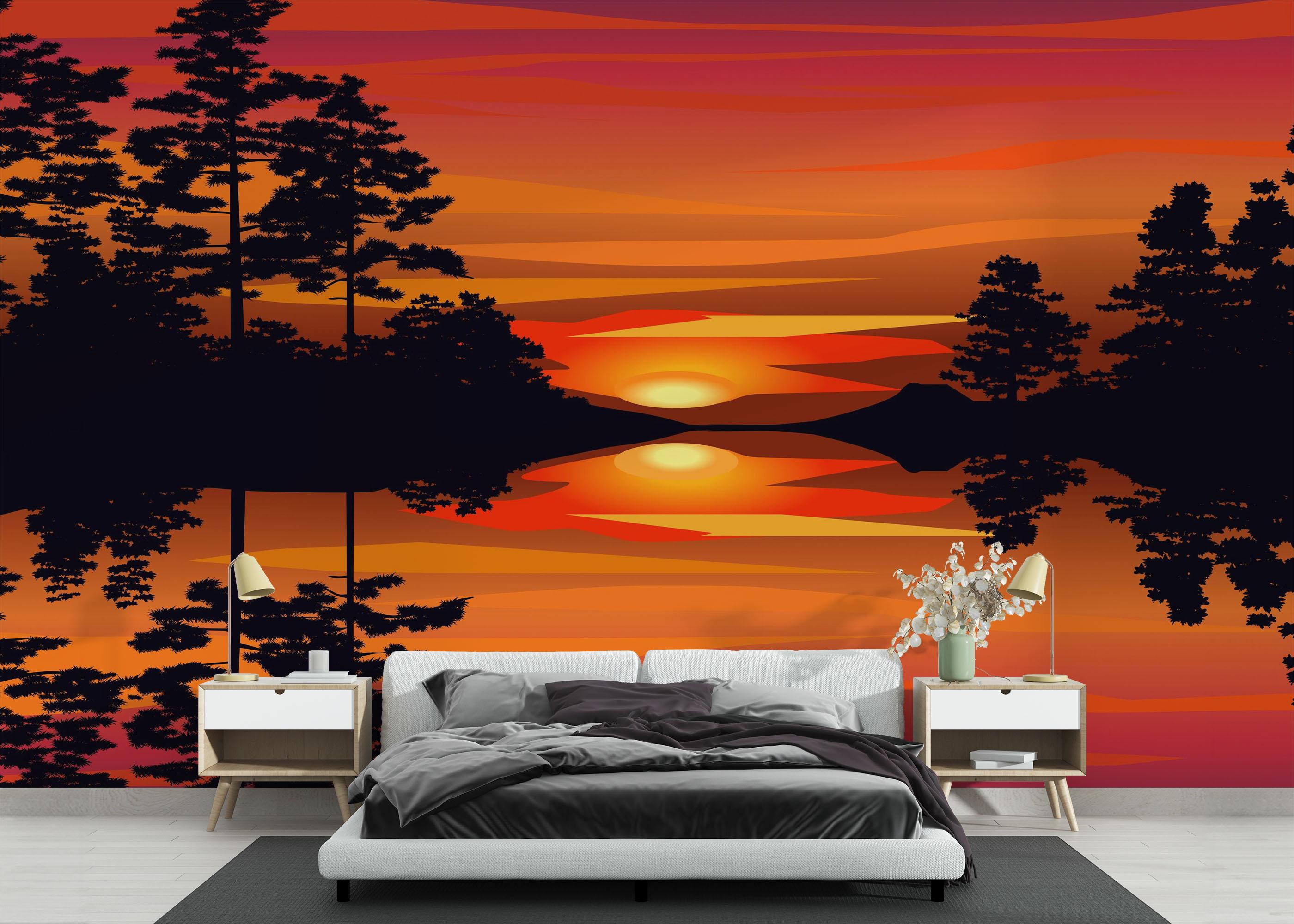 Fototapete Sunset Reflection Art mockup 3