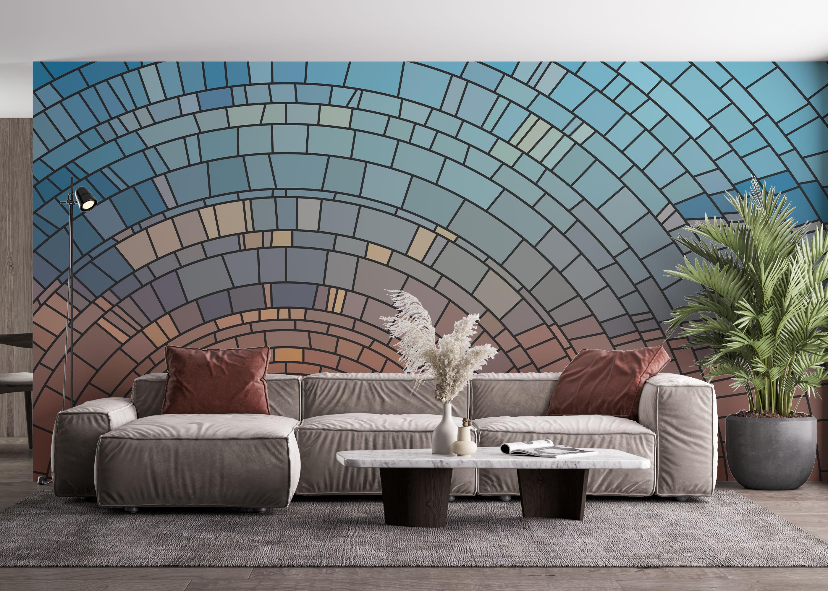 Fototapete Circle Glass Sunset mockup 4