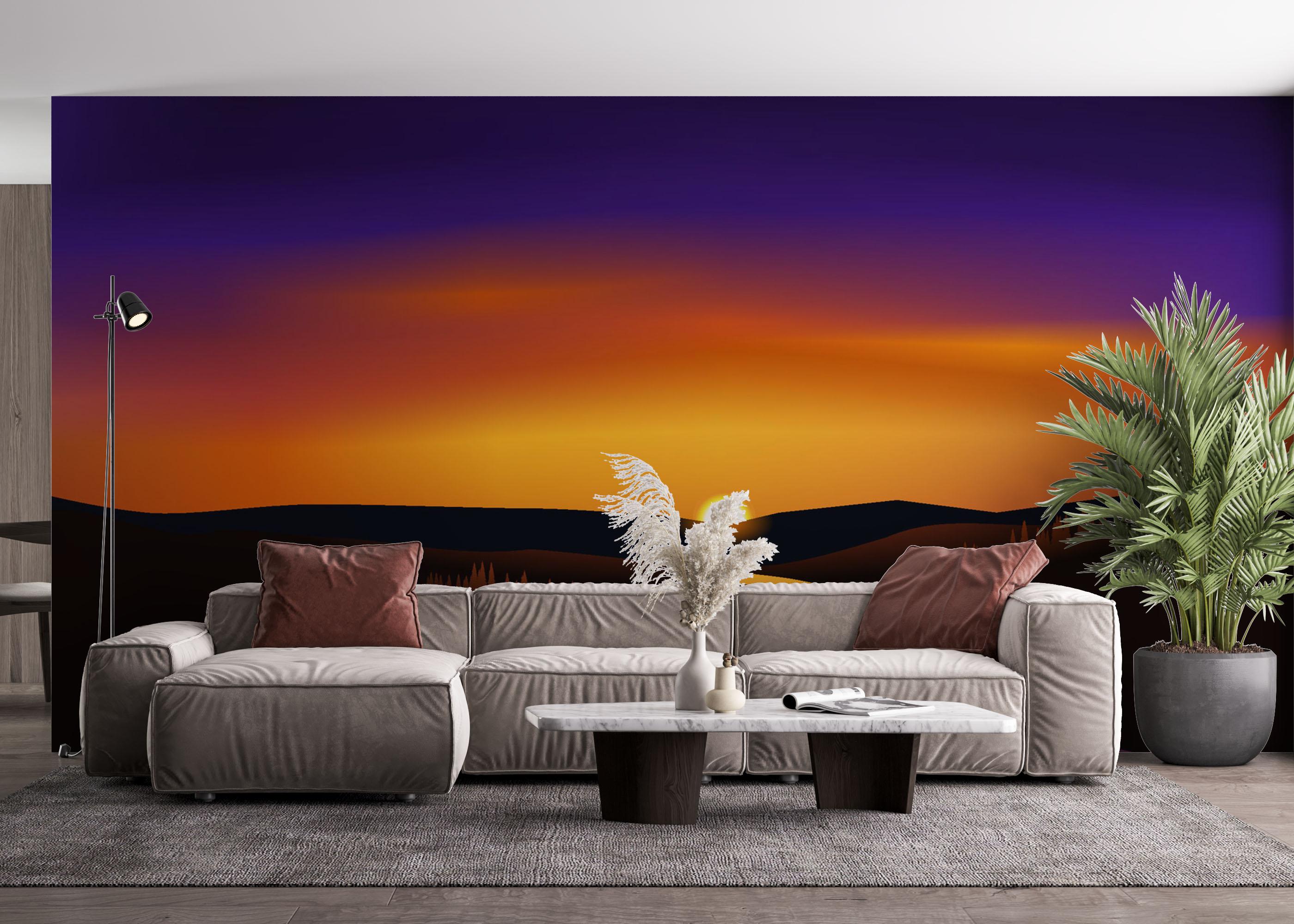 Fototapete Purple River Sunset mockup 4
