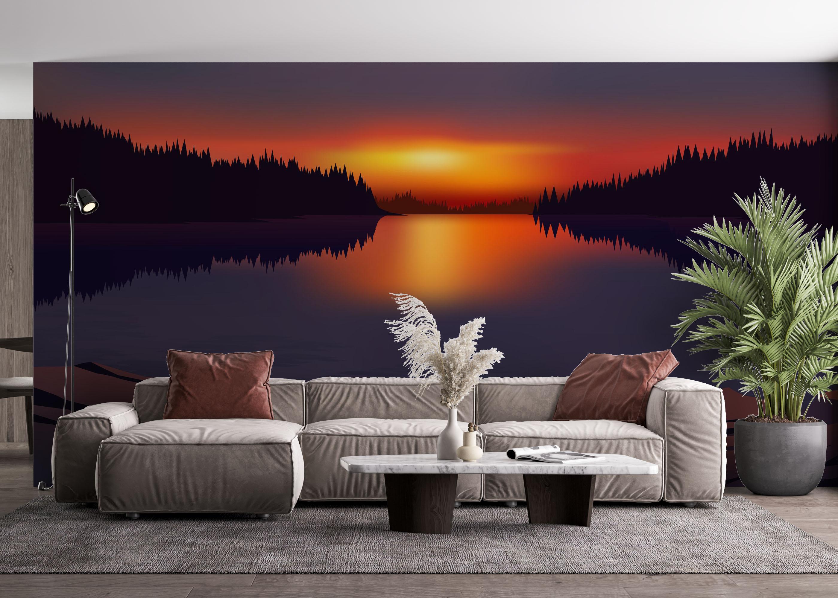 Fototapete Small Sunset Art mockup 4