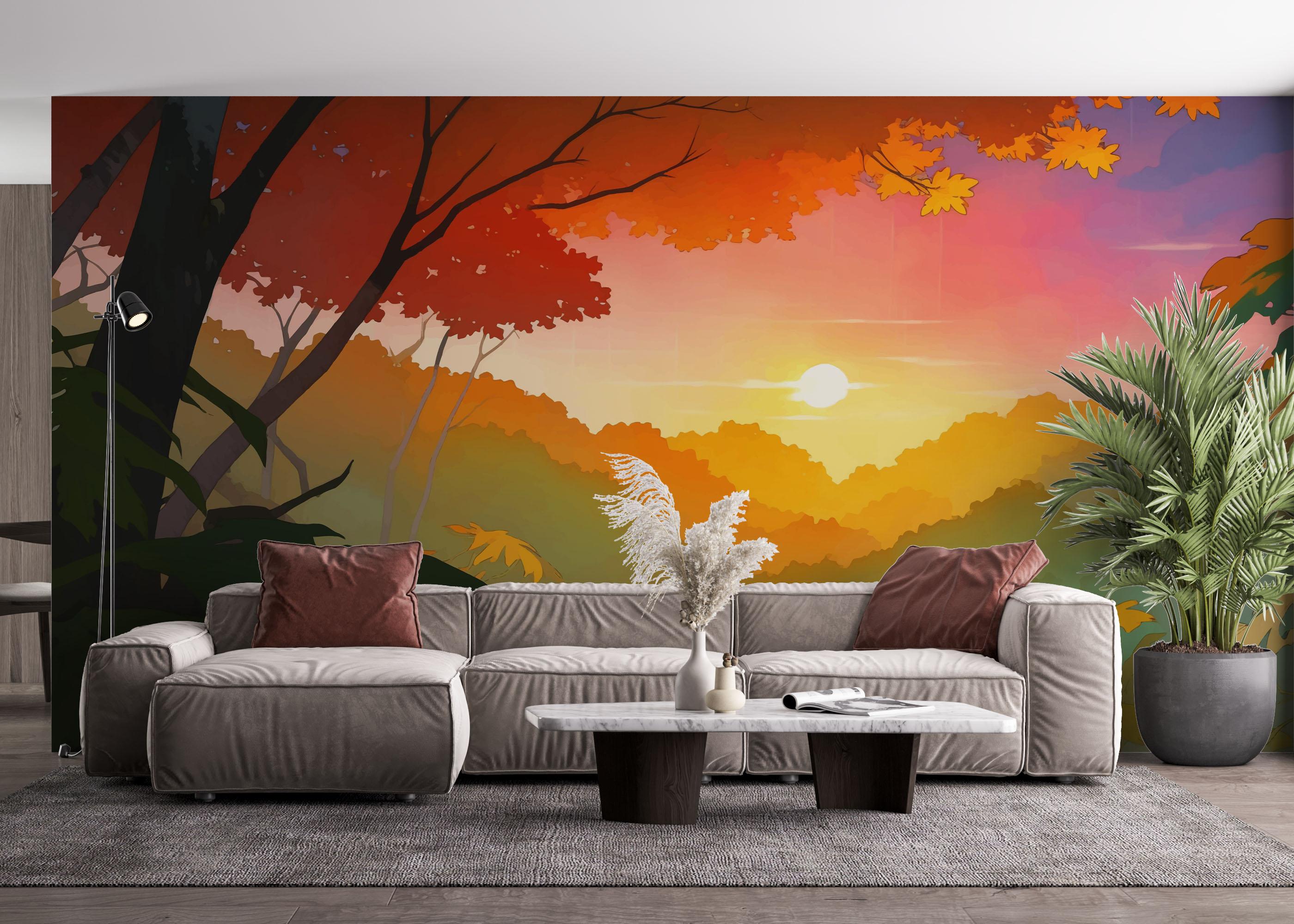 Fototapete Sunset Autumn View mockup 4