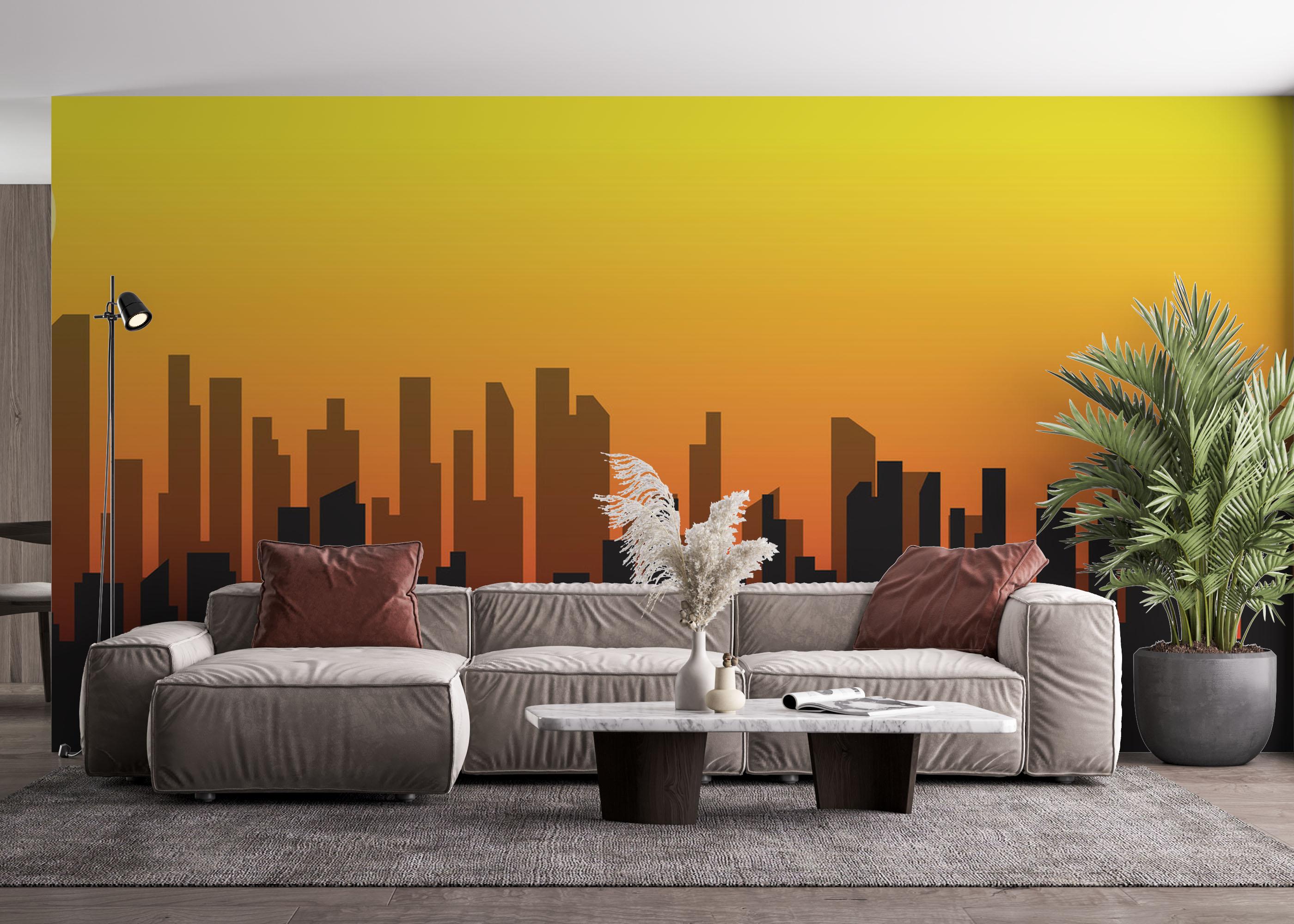 Fototapete Sunset City Shadow mockup 4