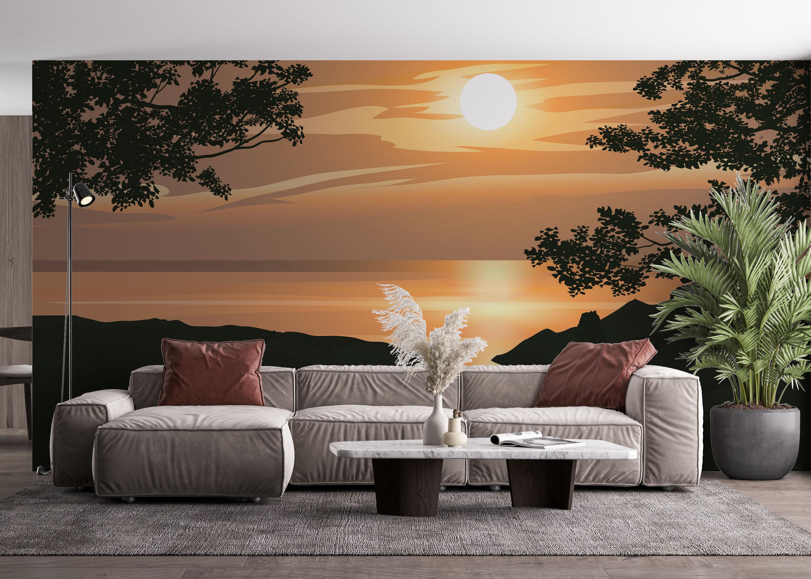 Fototapete Sunset Cream River mockup 4