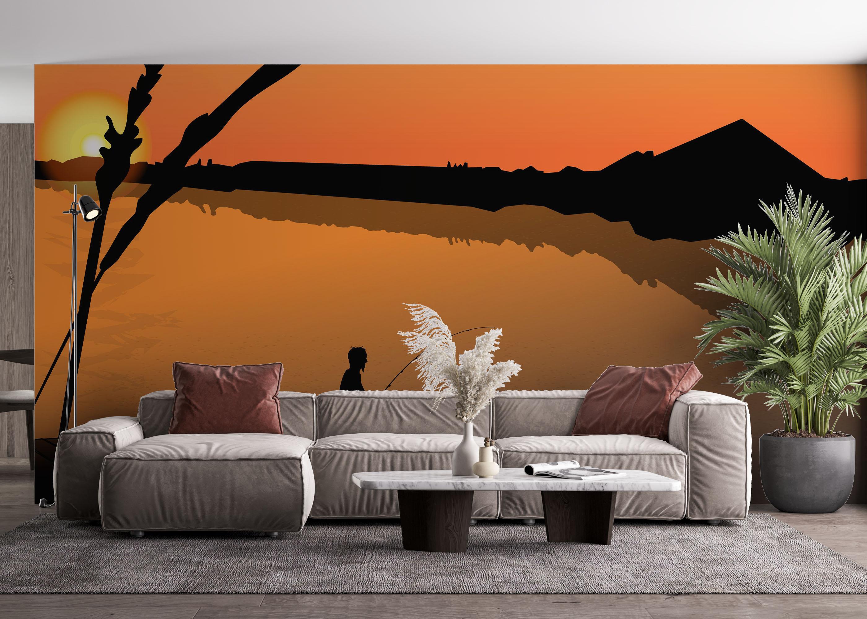 Fototapete Sunset Fisherman mockup 4