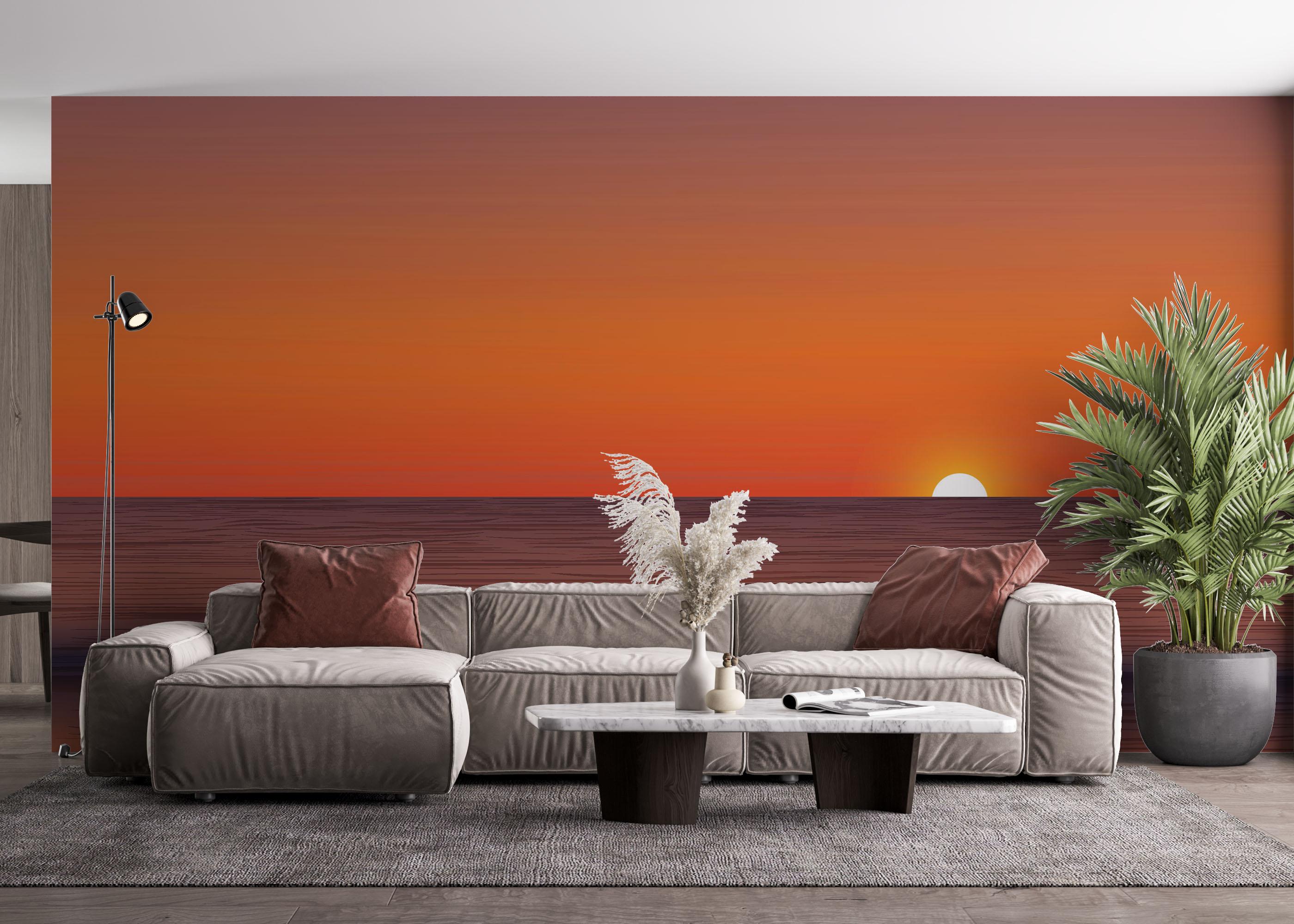 Fototapete Sunset Green Boat mockup 4