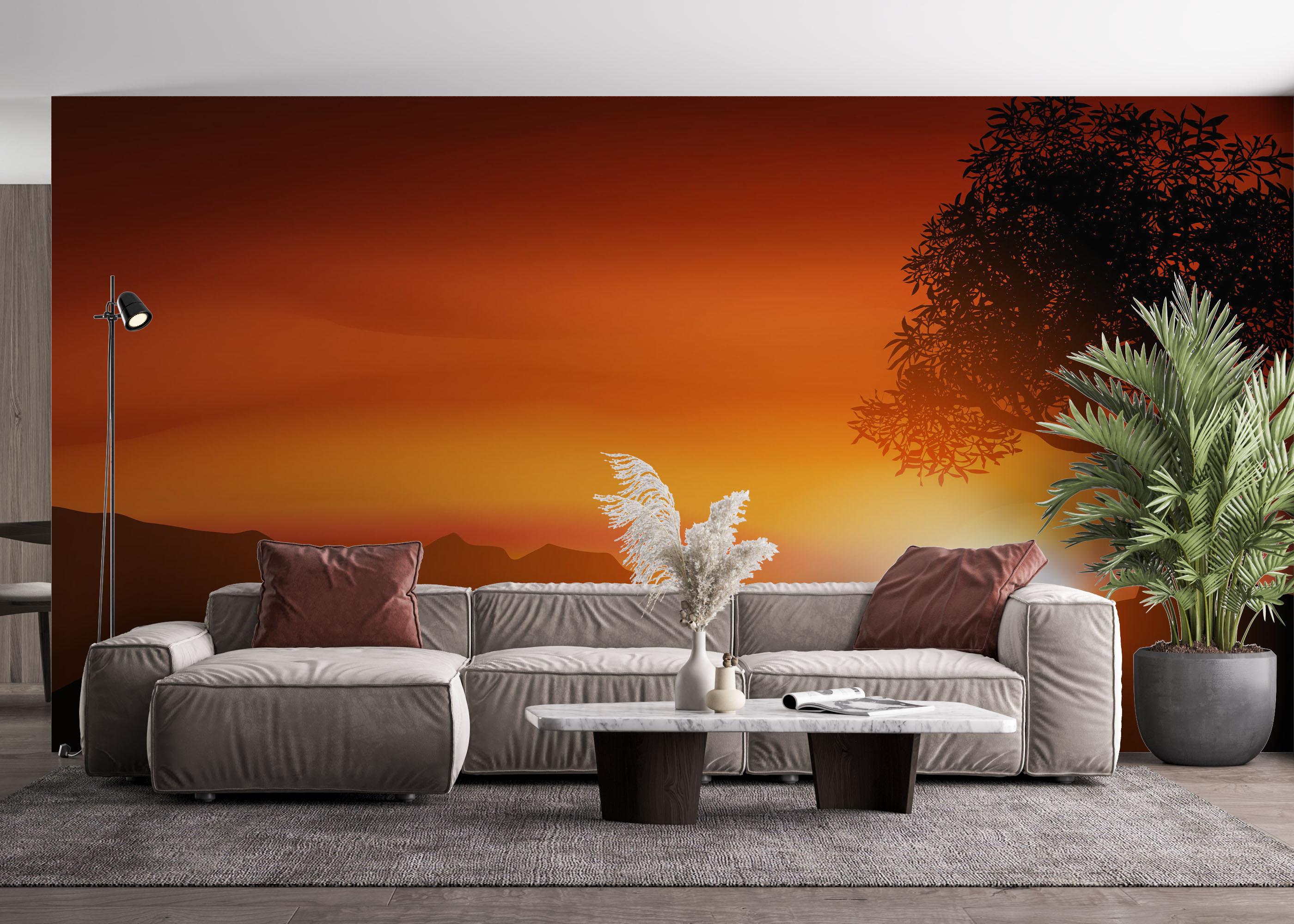 Fototapete Sunset Red Glow mockup 4