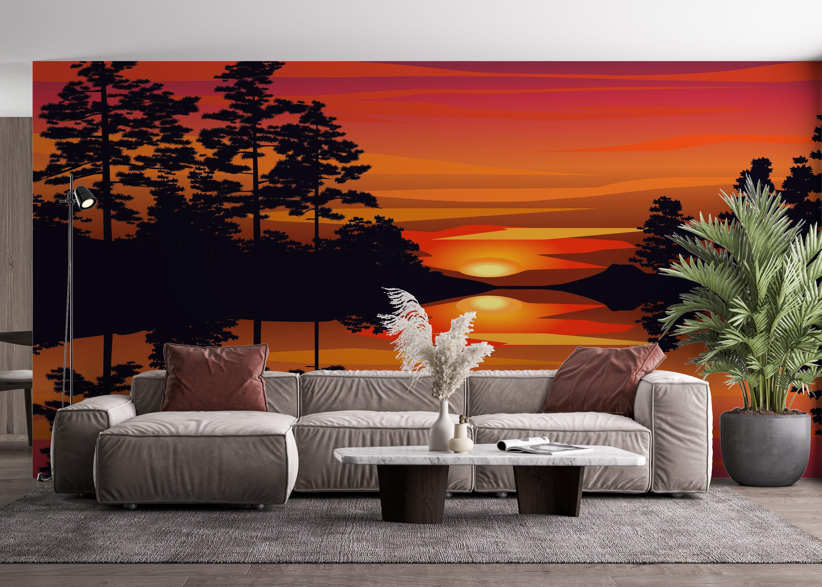 Fototapete Sunset Reflection Art mockup 4