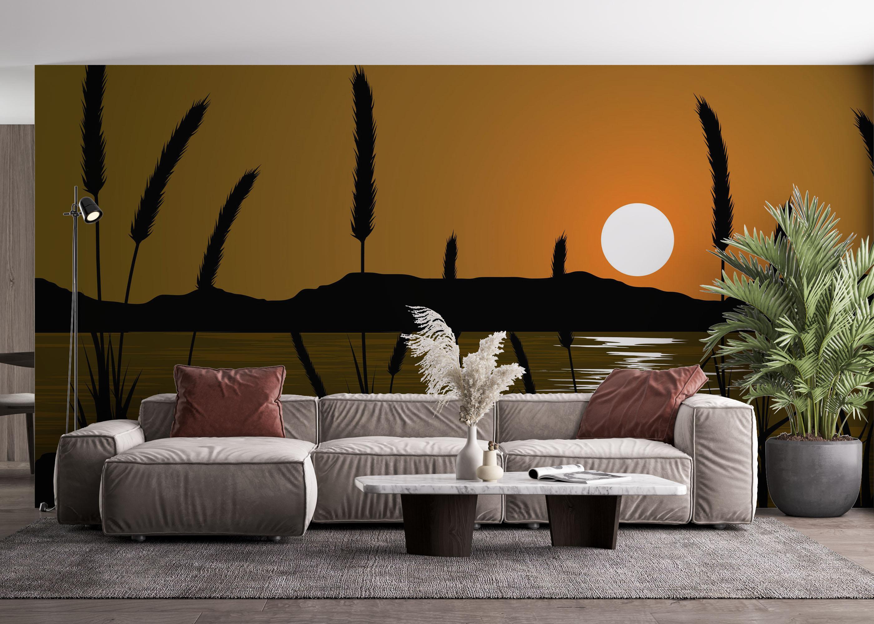 Fototapete Sunset River Plant mockup 4