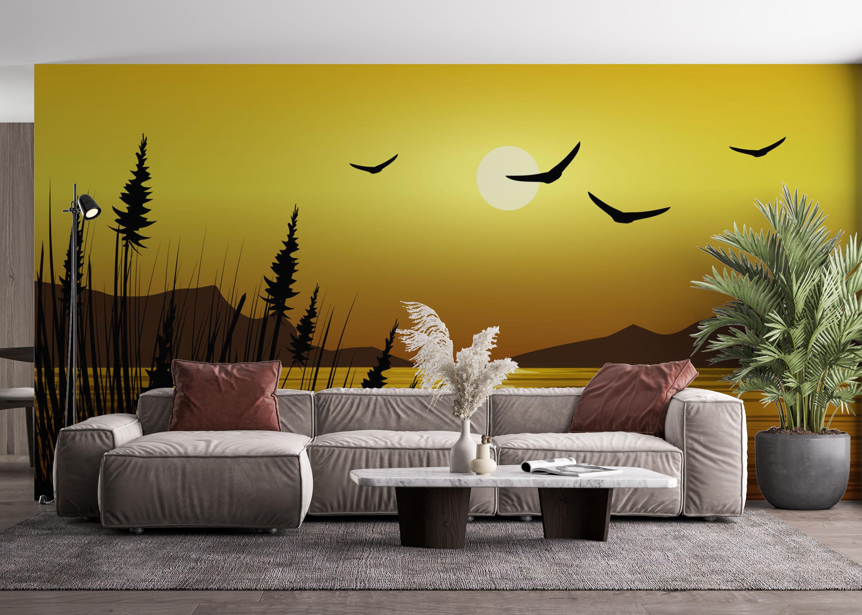 Fototapete Yellow Sky Plant mockup 4