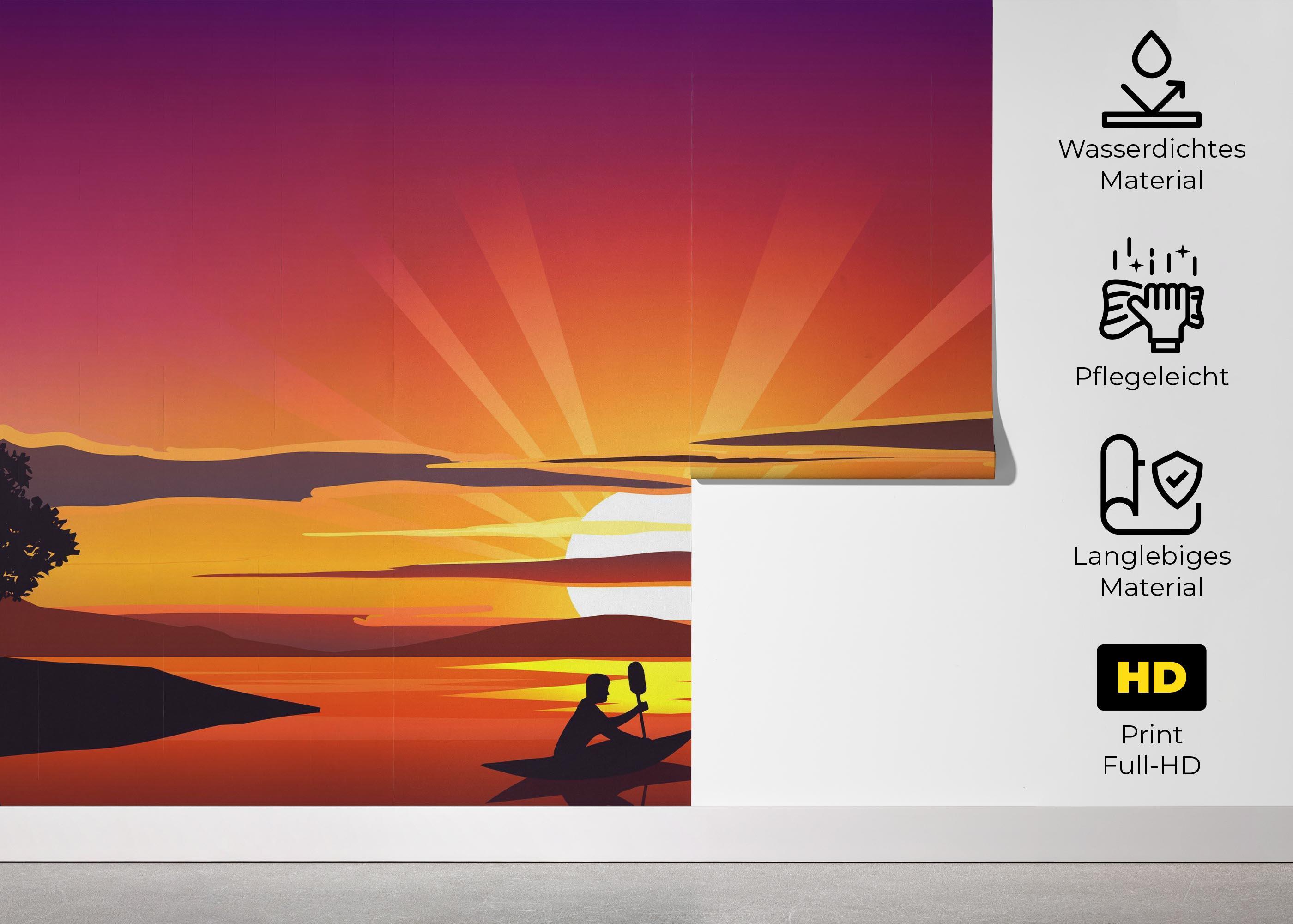 Fototapete Purple Sunrise Boat mockup 5