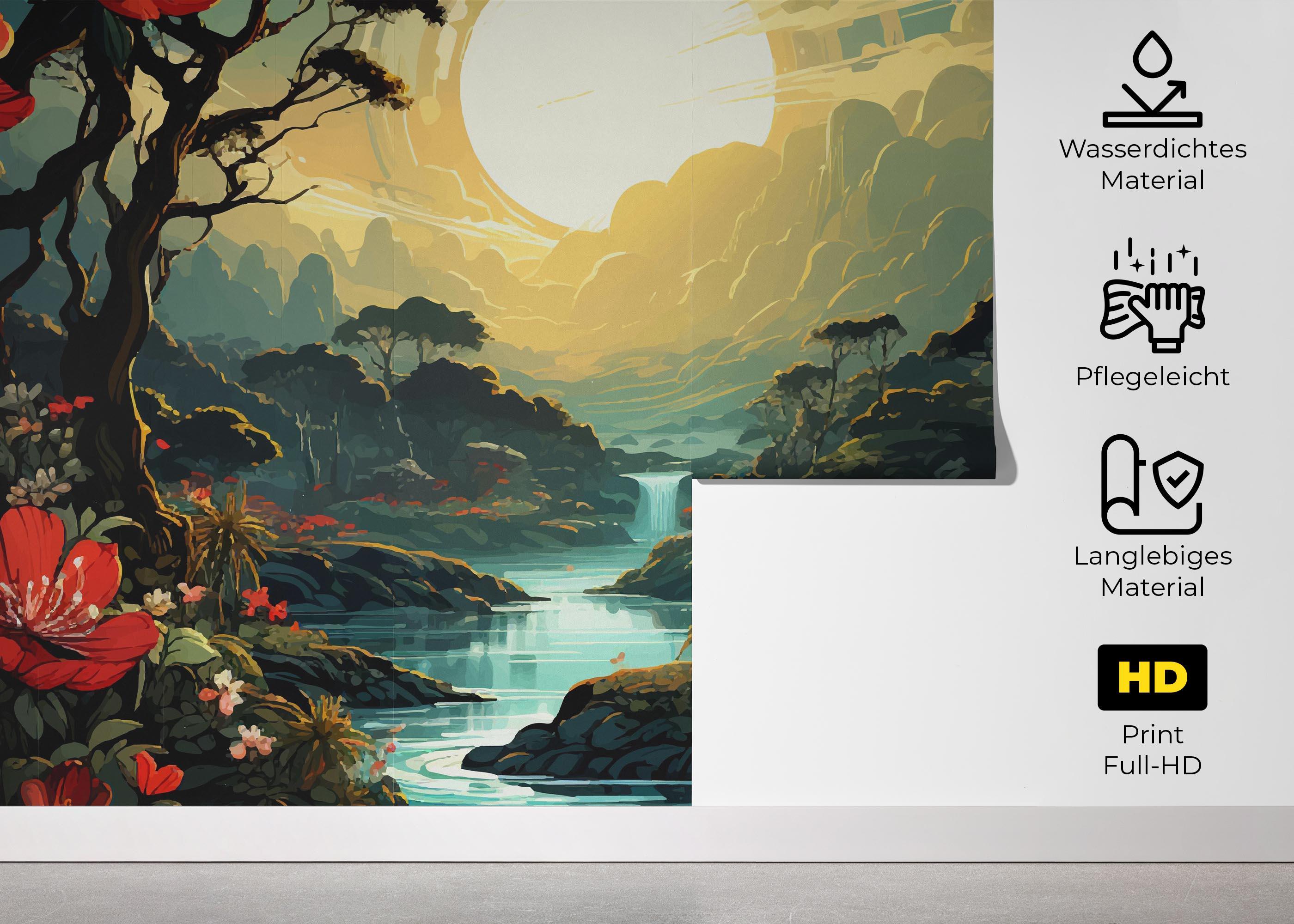 Fototapete Red Flower Sunset mockup 5